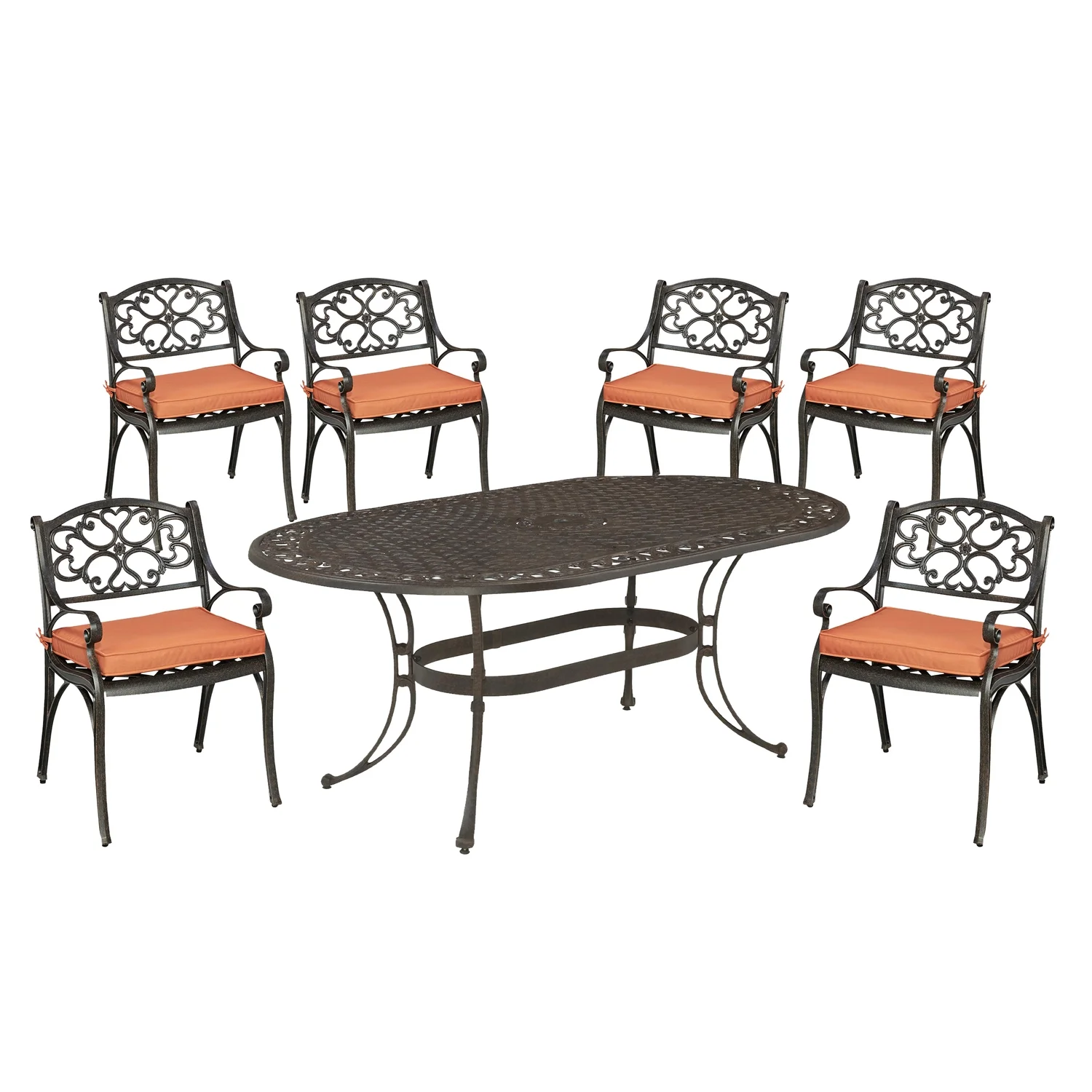 Homestyles Sanibel Aluminum 7 Piece Outdoor Dining Set in Bronze
