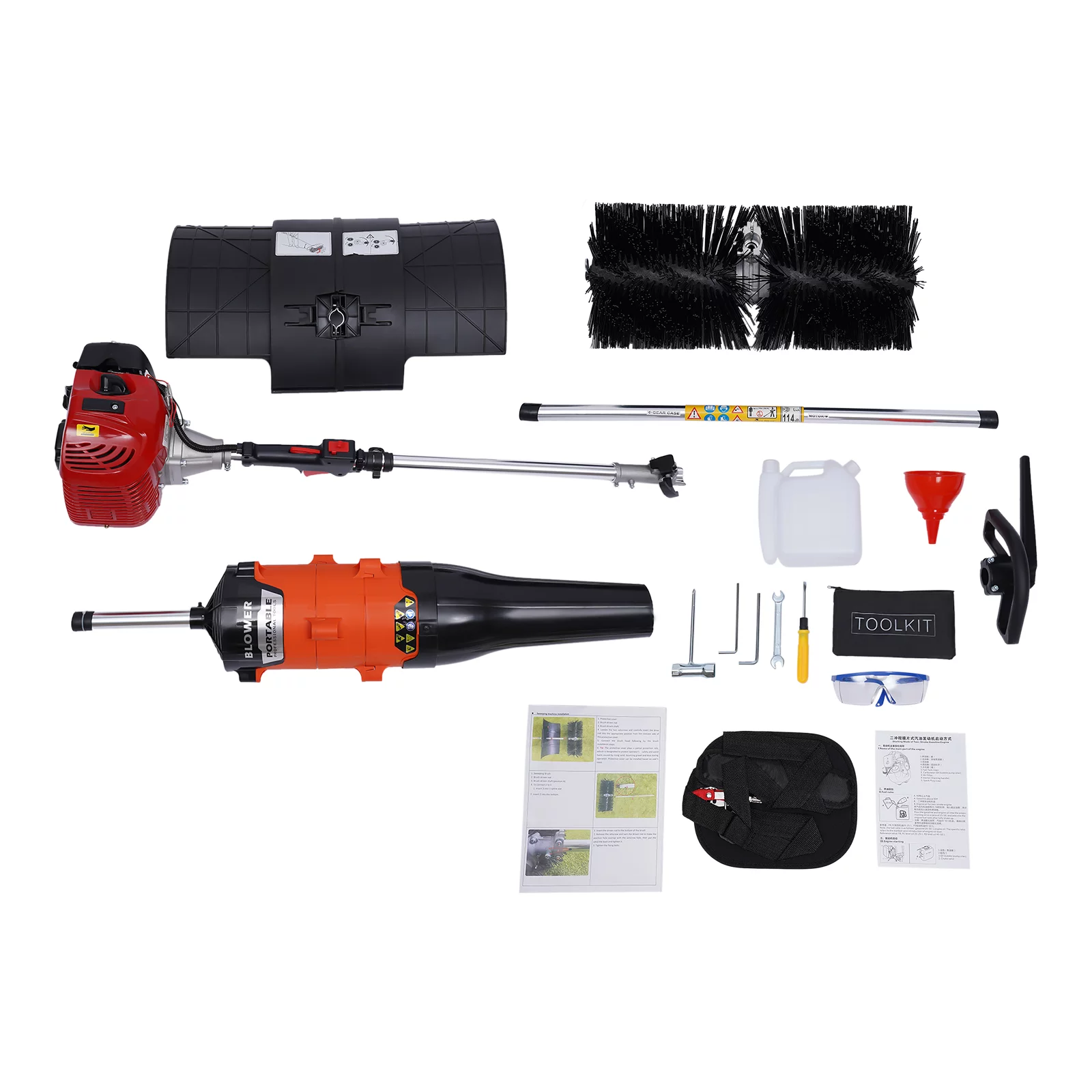 TOOL1SHOoo Hand Push Sweeper Machine Blower,52cc 2 Stroke 2.3HP Gasoline Sweeper (With Blower)