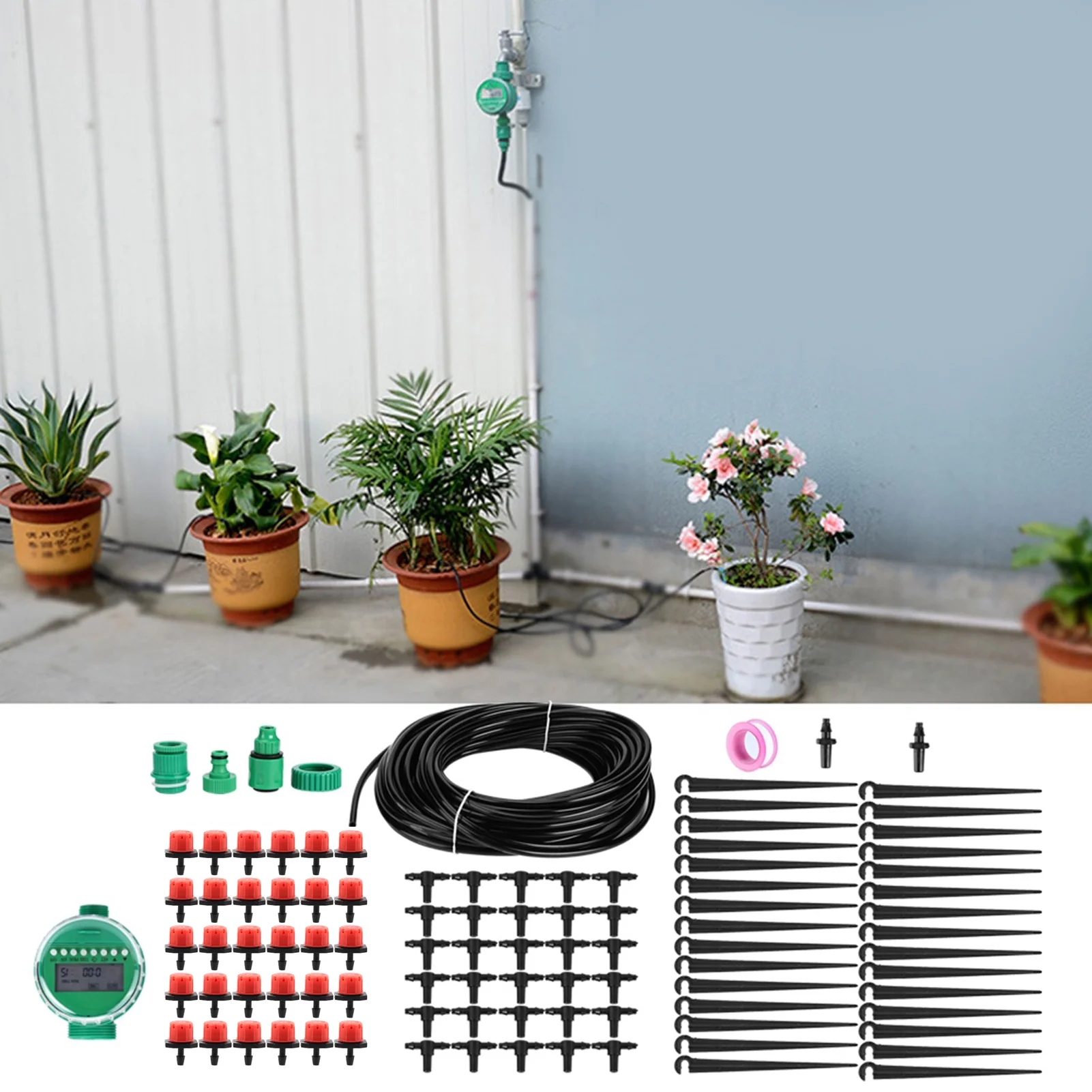 Irrigation Kit Practical 20m Water Irrigation Timer Controller Watering Hose Tool Kit DIY Automatic Drip Irrigation