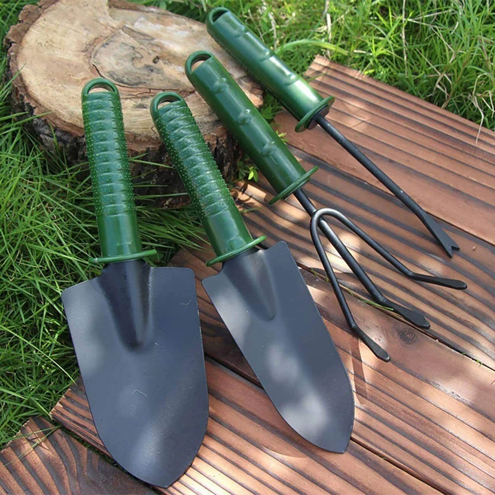 MIFAN 4 Piece Outdoor Garden Tools Heavy Duty Metal Small Trowel Rake Spade