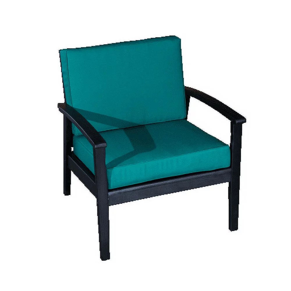 Deep Seat Eucalyptus Chair, Espresso Finish, Dark Green Cushions