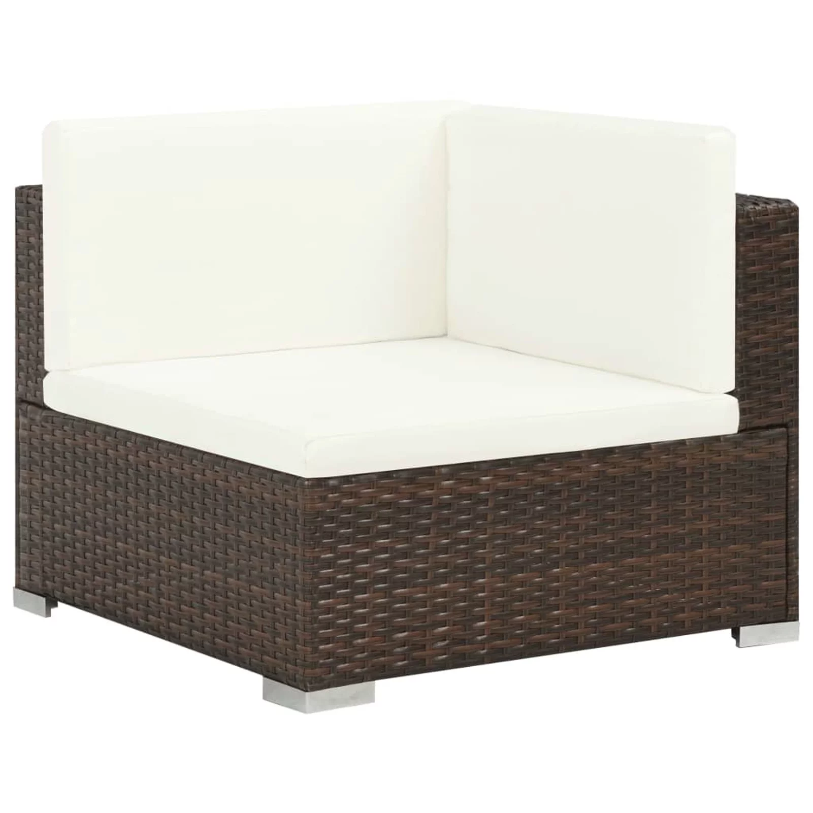 Carevas 7 Piece Patio Set with Cushions Poly Rattan Brown