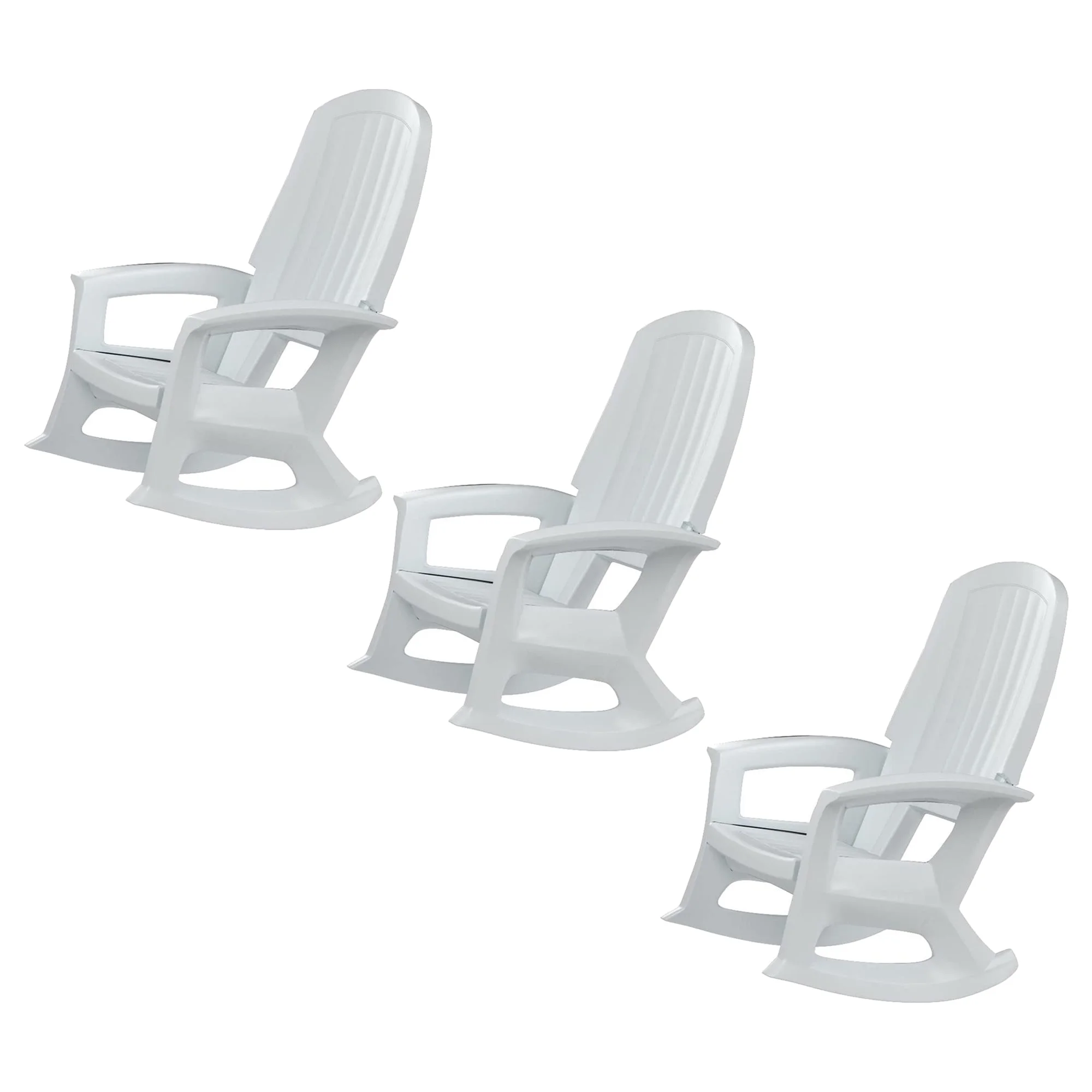 Semco Rockaway All-Weather Porch Rocking Chair for Patio, White (3 Pack)