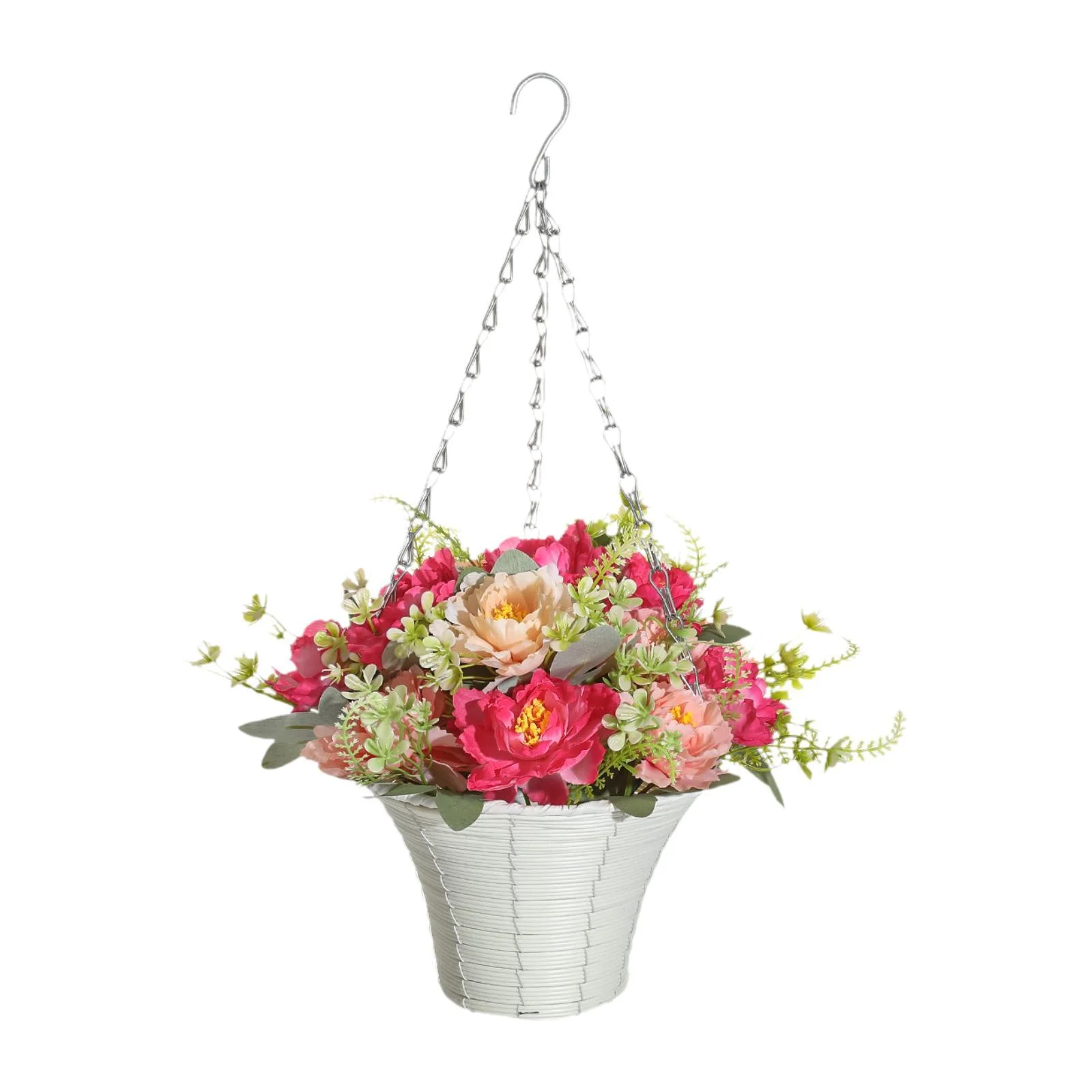 jicheng Artificial Hanging Flowers in Basket Chain Flower Pot for Garden Spring Lawn E