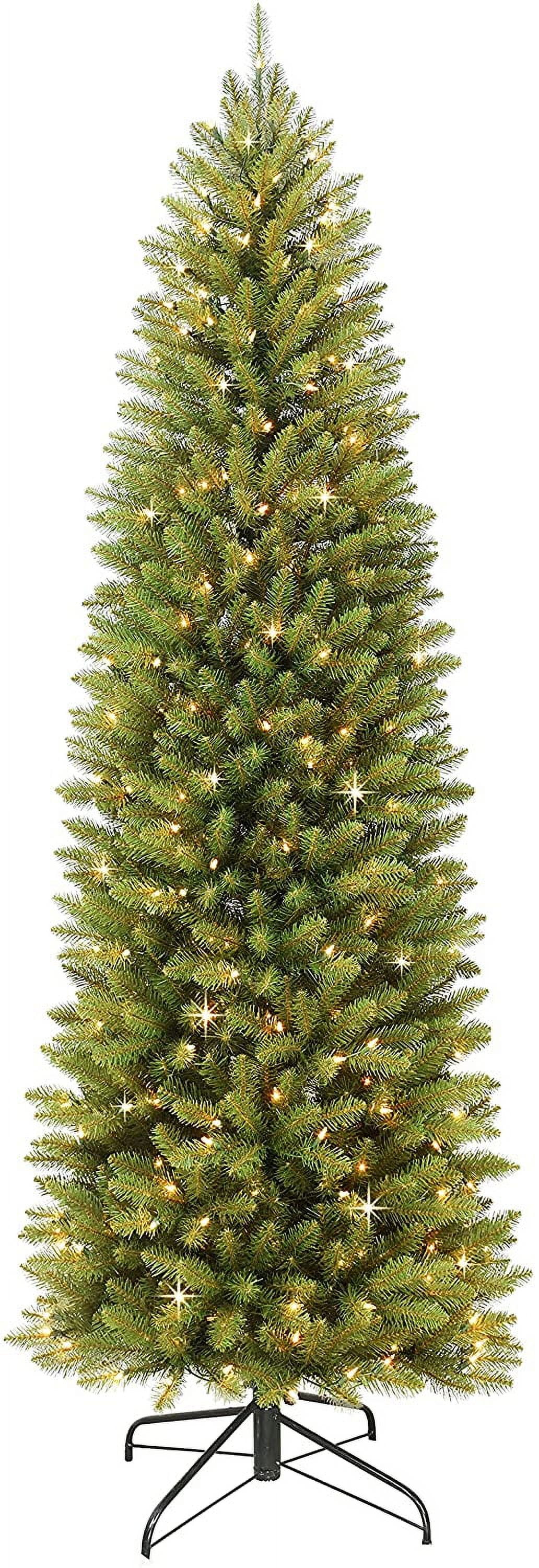 HYUN 6.5 Foot Pre-Lit Fraser Fir Pencil Artificial Christmas Tree with 250 UL-Listed Clear Lights, Green