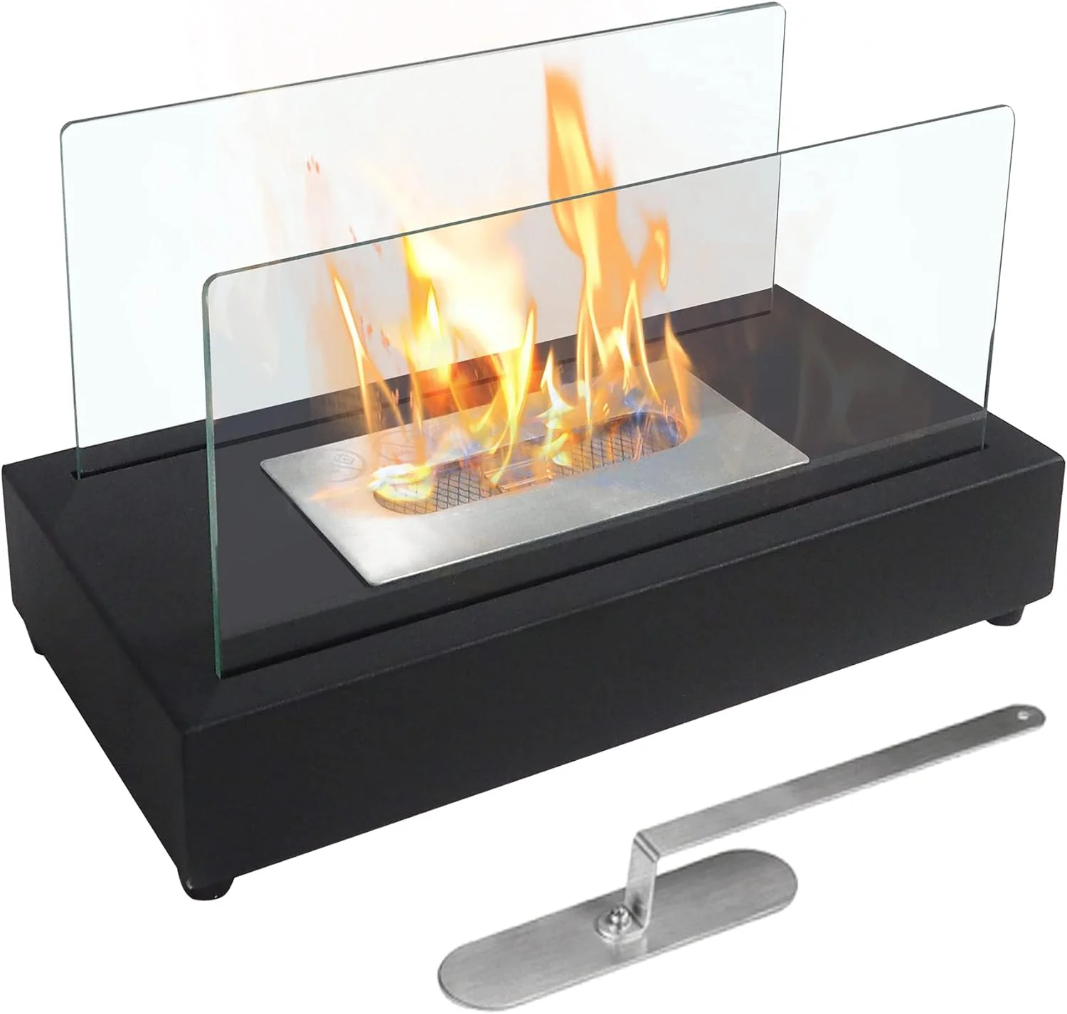 Tabletop Bio Ethanol Fireplace Indoor Outdoor,Portable Table Top Fire Pit Fuel Bioethanol Burner Heater Black