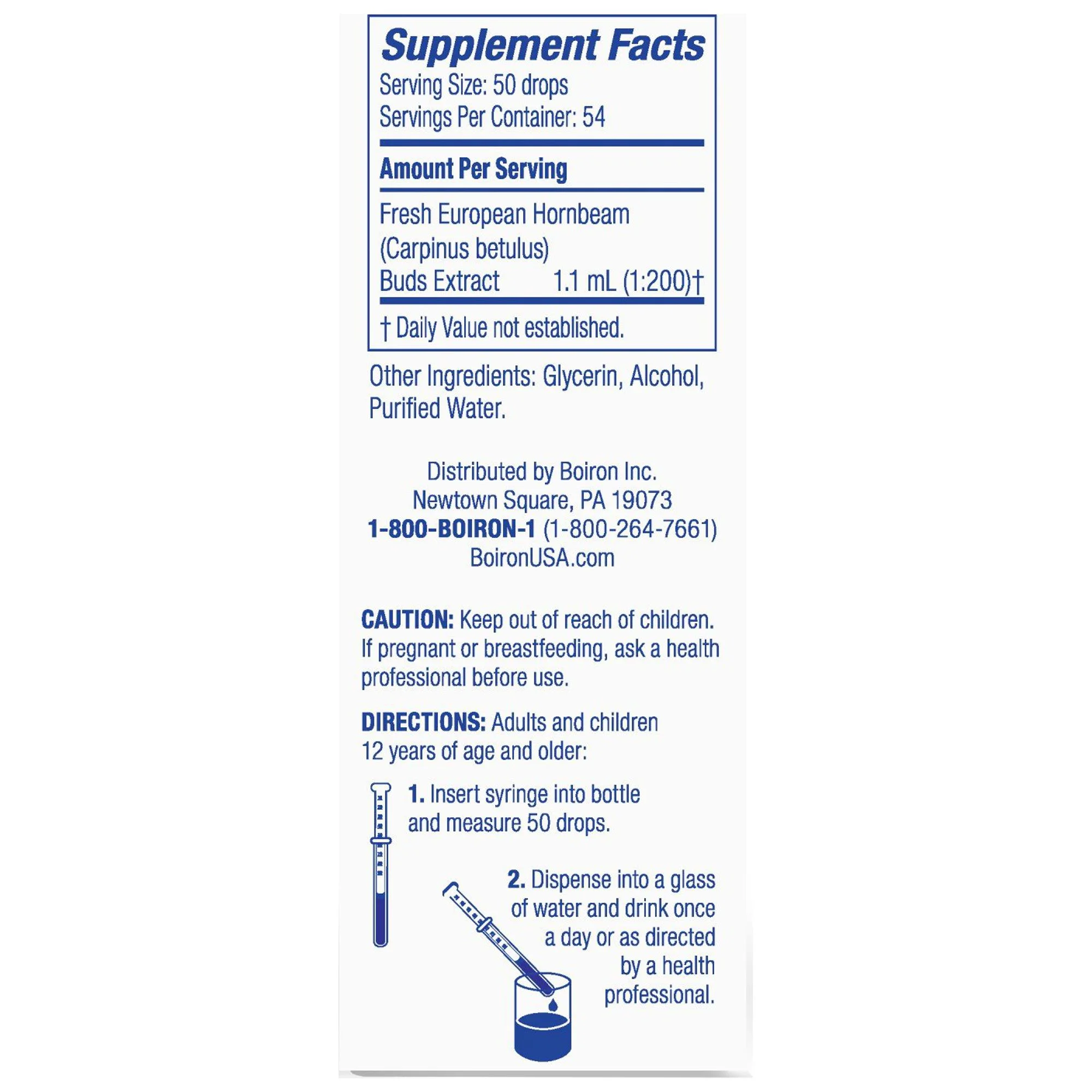 Boiron European Hornbeam, Buds Herbal Supplement 2 fl oz(60 ml) Liquid