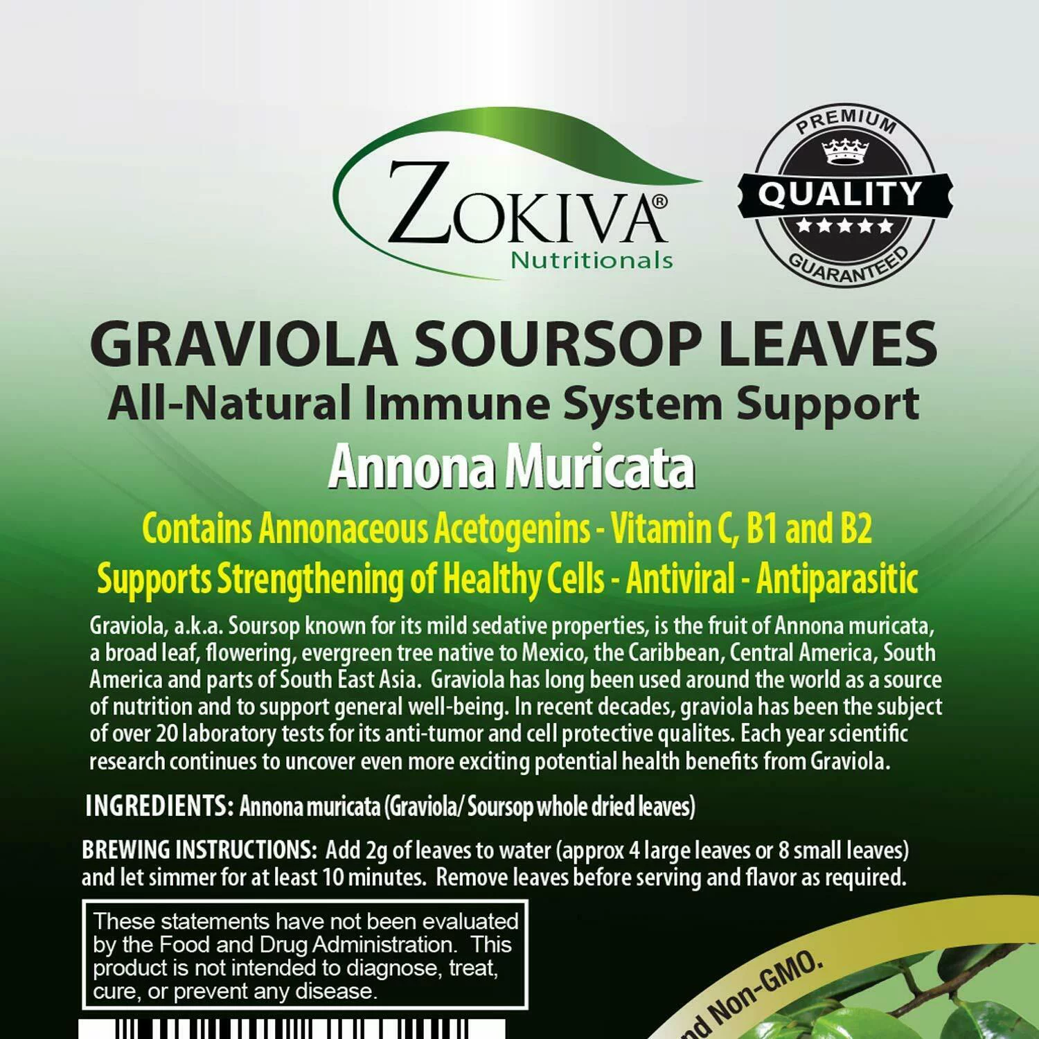Soursop Leaves Graviola - Hojas De Guanabana - 100% All Natural Dried Soursop Leaf 3oz