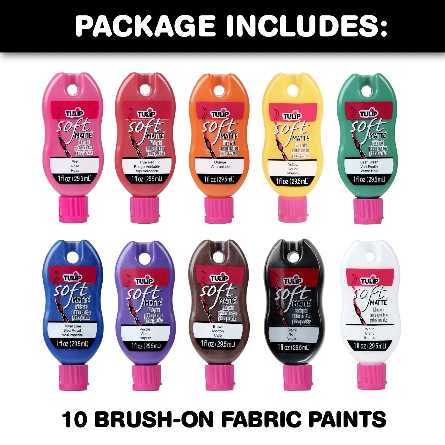 Tulip 1 fl oz Soft Fabric Paint 10 Pack Rainbow