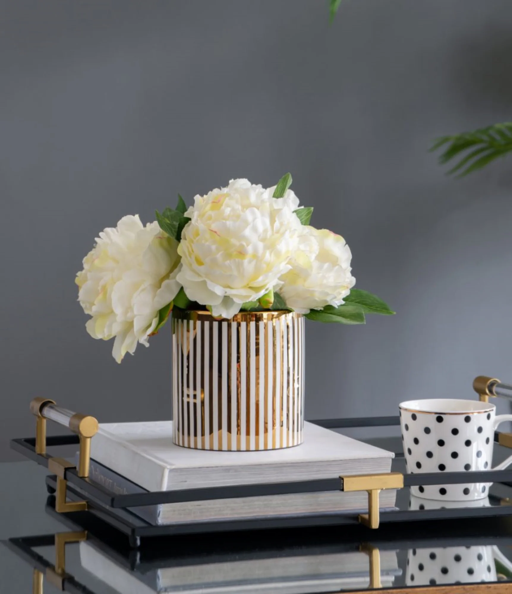 CC Home Furnishings Potted Artificial Peonies Arrangement - 12