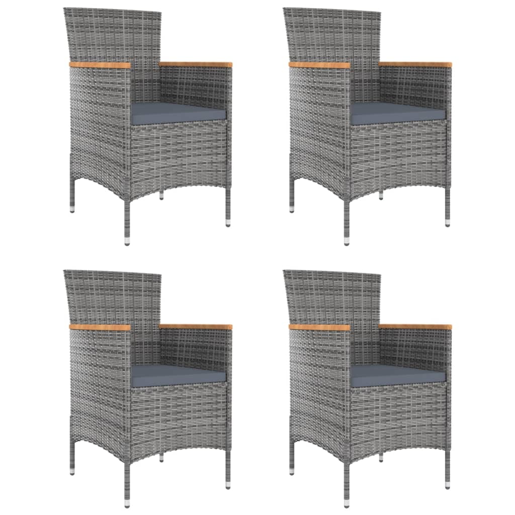 Walmeck Patio Dining Chairs 4 pcs Poly Rattan Gray