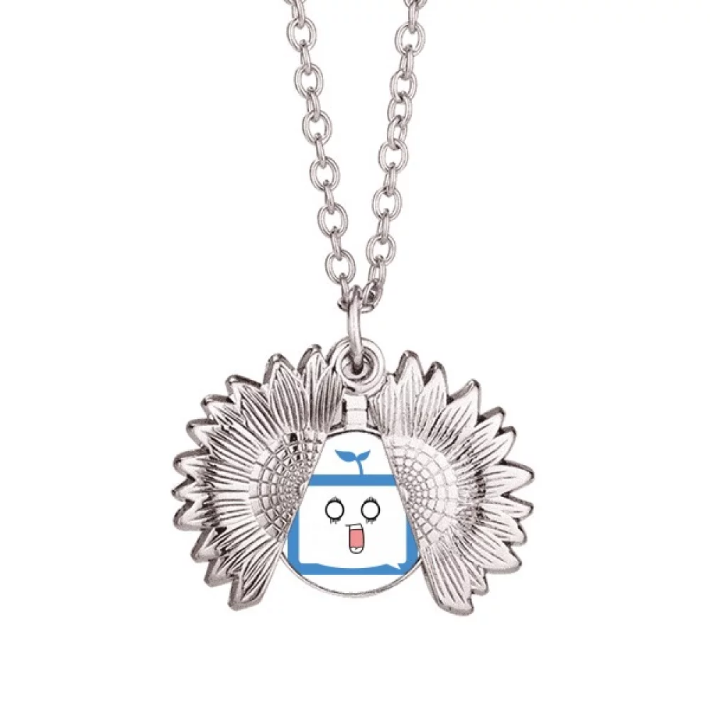 Saplings Surprised Small TV Face Original Sunflower Necklace Pendant Locket Jewelry