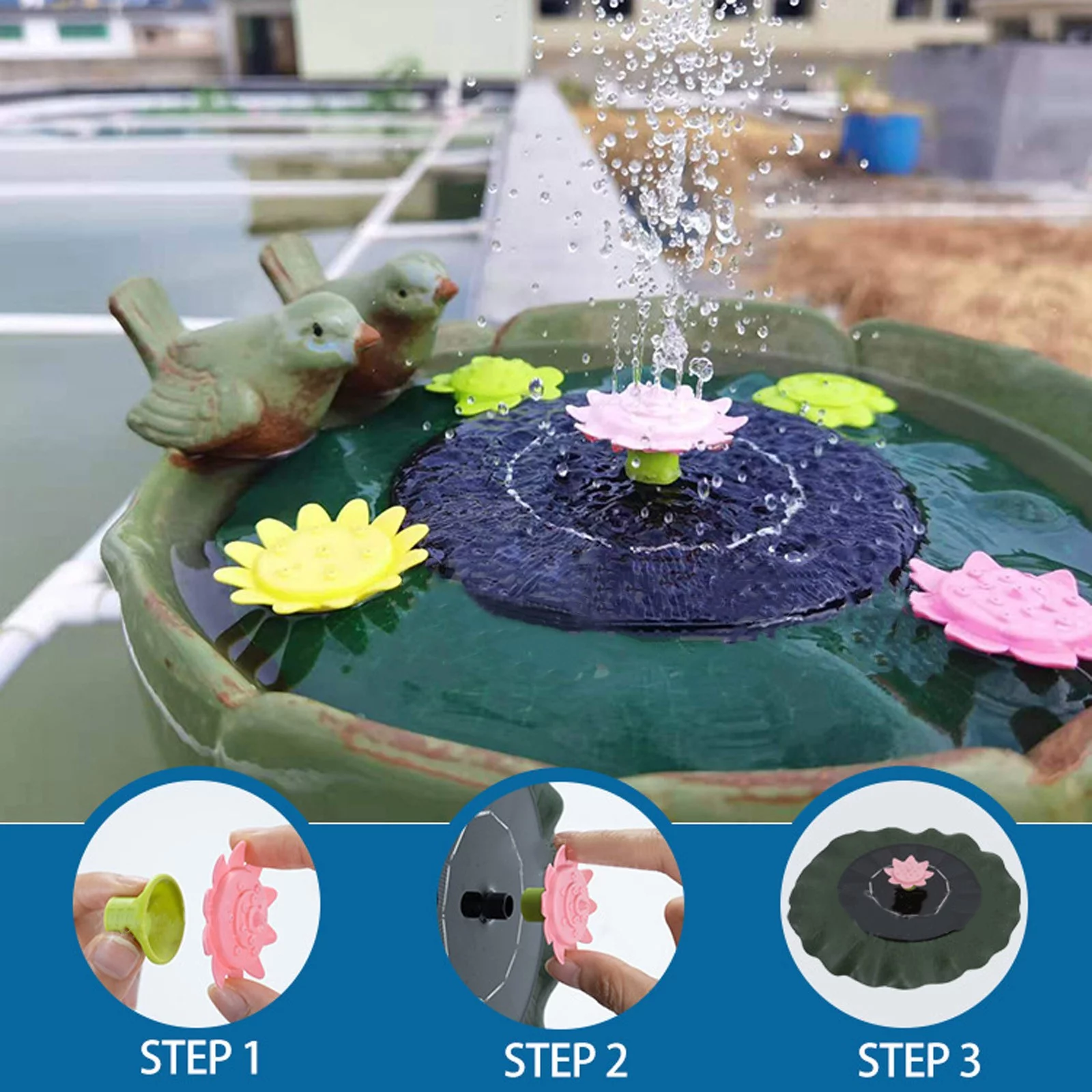 Imitation Sun Flower Solar Fountains For Garden Swimming Pool Pond Outdoor Water Fun Toddler Water Pad Auto Watering System Water Pad for Kids Smart Hose Faucet Timer 360 Sprinkler Head Tripod