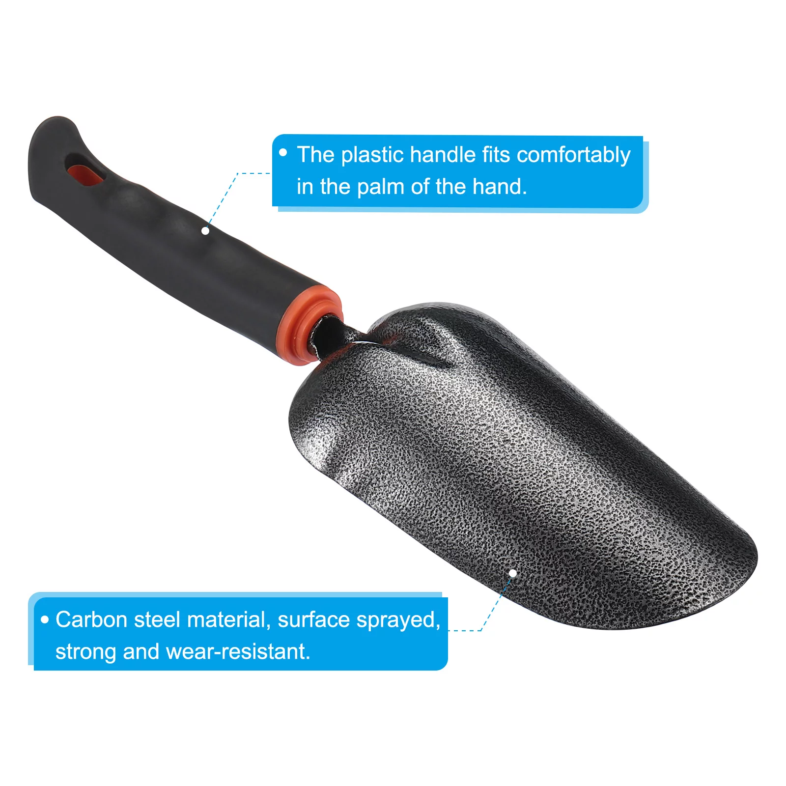 Uxcell Transplanter Trowel Carbon Steel Gardening Trowel Hand Shovel Garden Tool Soil Scoop Grey Black 2 Pack