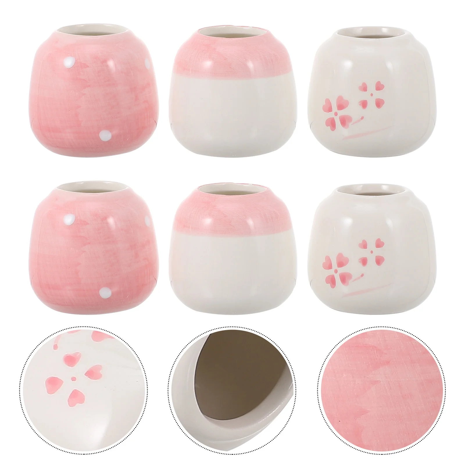 6 Pcs Ceramic Flower Pot Creative Hand-painted Flower Pot Gardening Succulent Holder