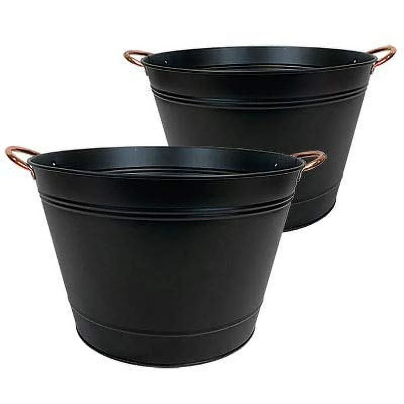 81428   Washtub Planters, Black, 14