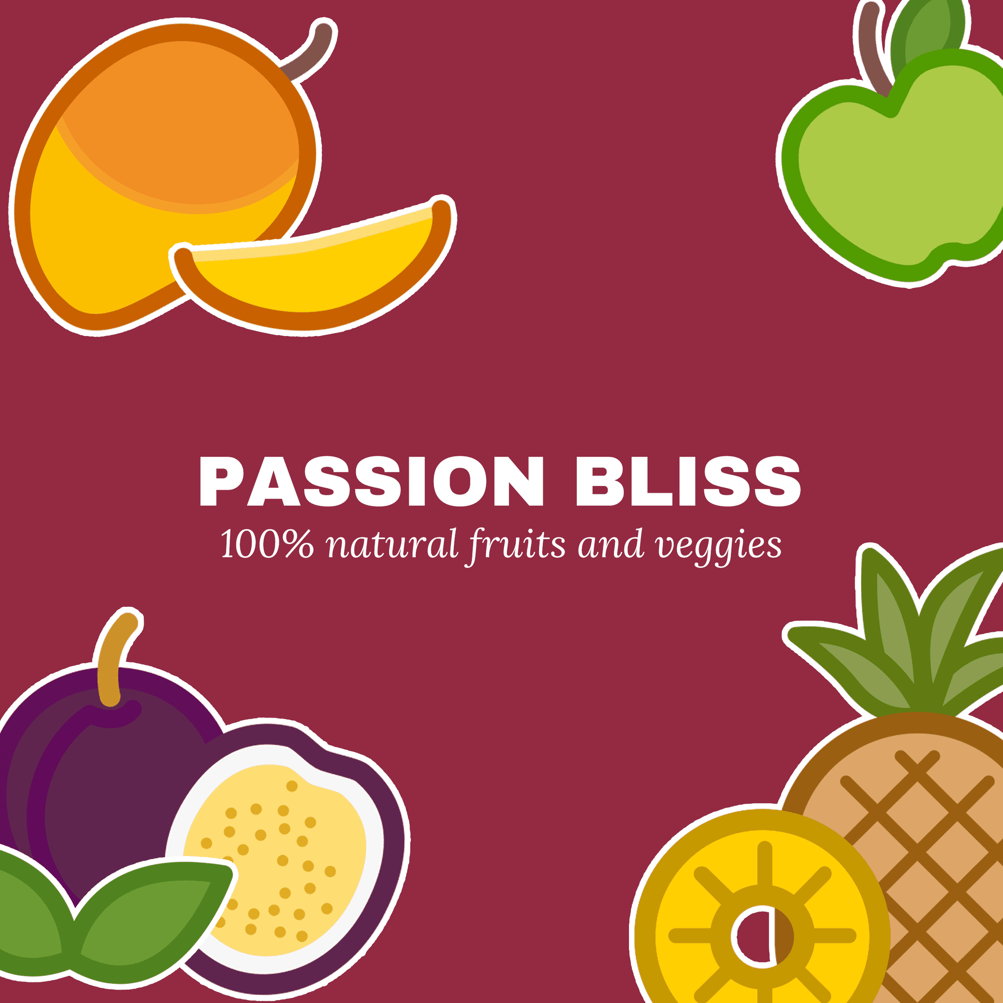 Campoverde Frozen Fruit & Veggie Smoothie 4 Pack, Passion Bliss 32oz Bag with Passion Fruit