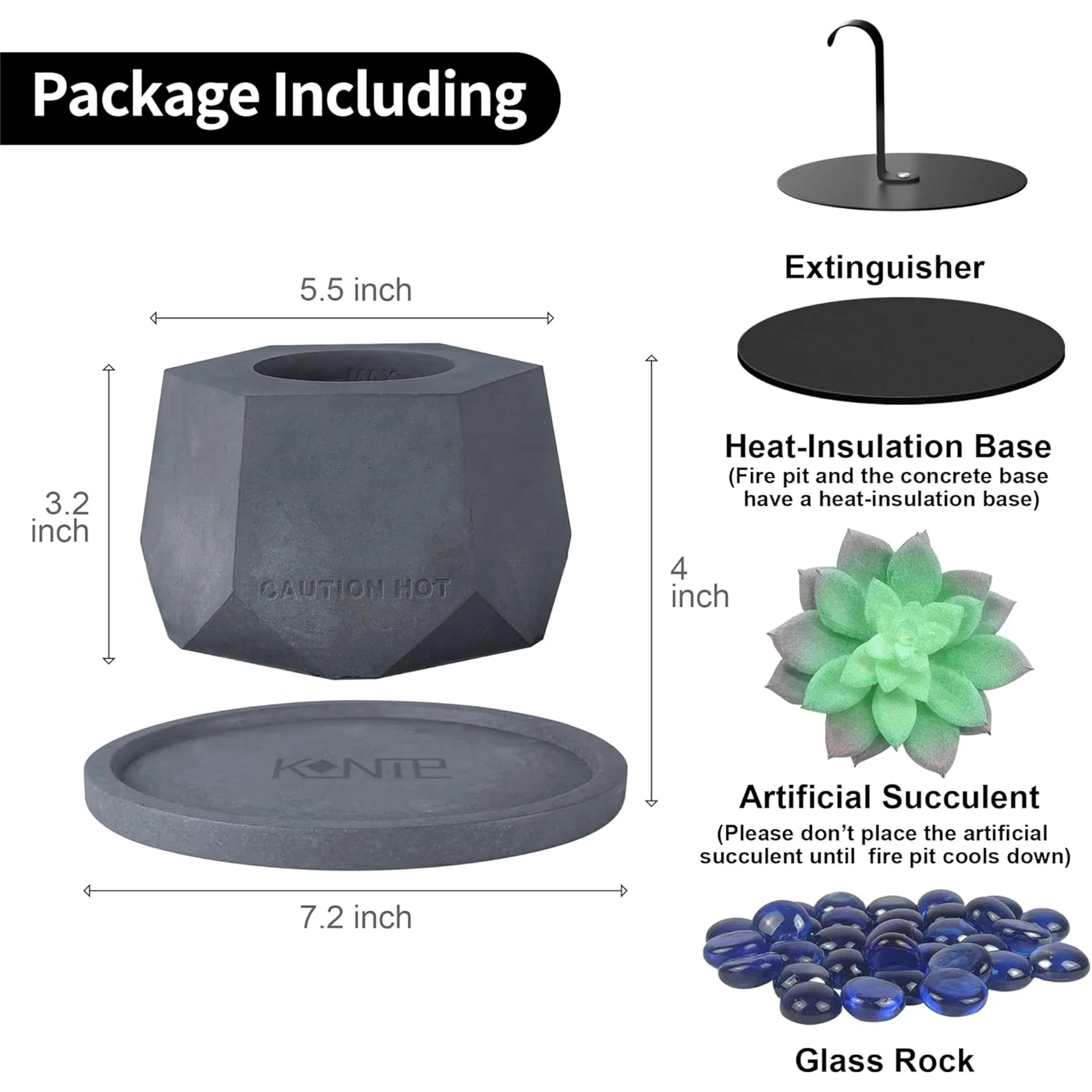 Concrete Tabletop Fire Pit with 7.2