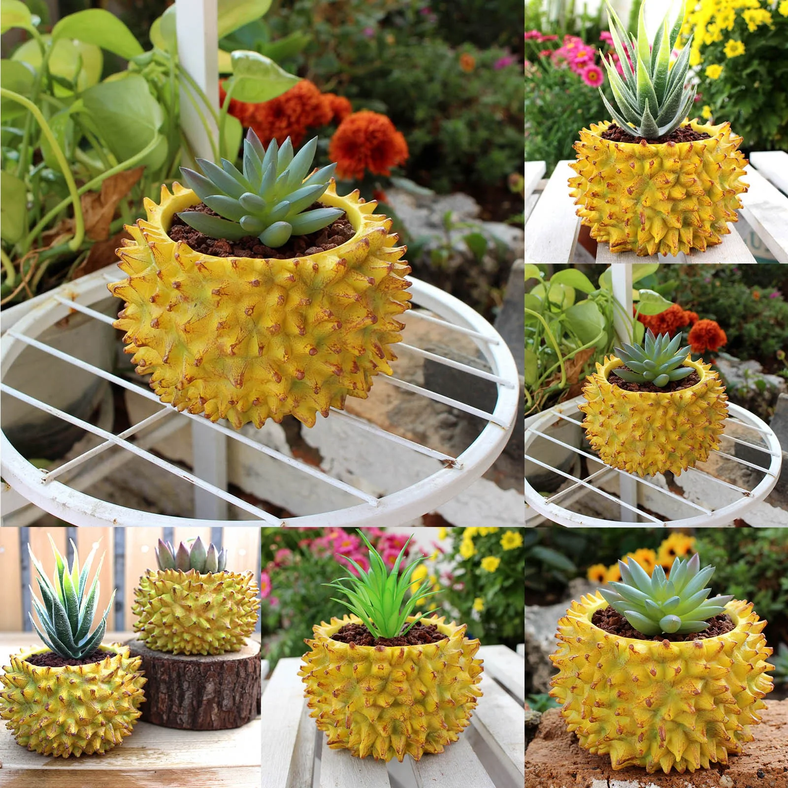 Outdoor Flower Large 20 Inches Or Bigger Creative Simple Fruit Durian Modeling Resin Flower Pots Balcony Garden Decoration Desk Home Succulent Flower Pots Home Decoration