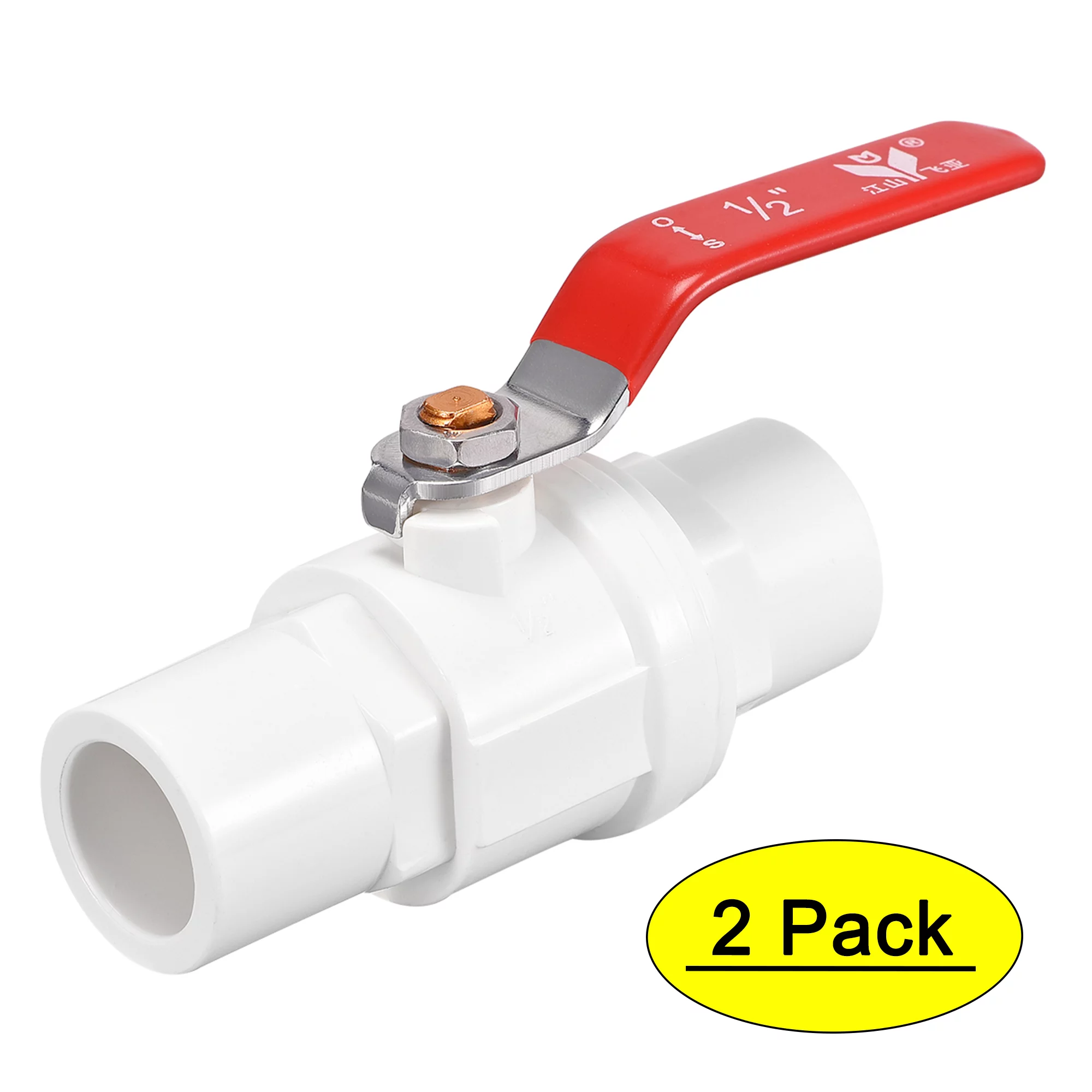 Ball Valve, 20mm ID , PVC Socket End Valve for Aquarium Setup, Sump Pump, Pool, Garden Sprinkler White Red 2Pcs