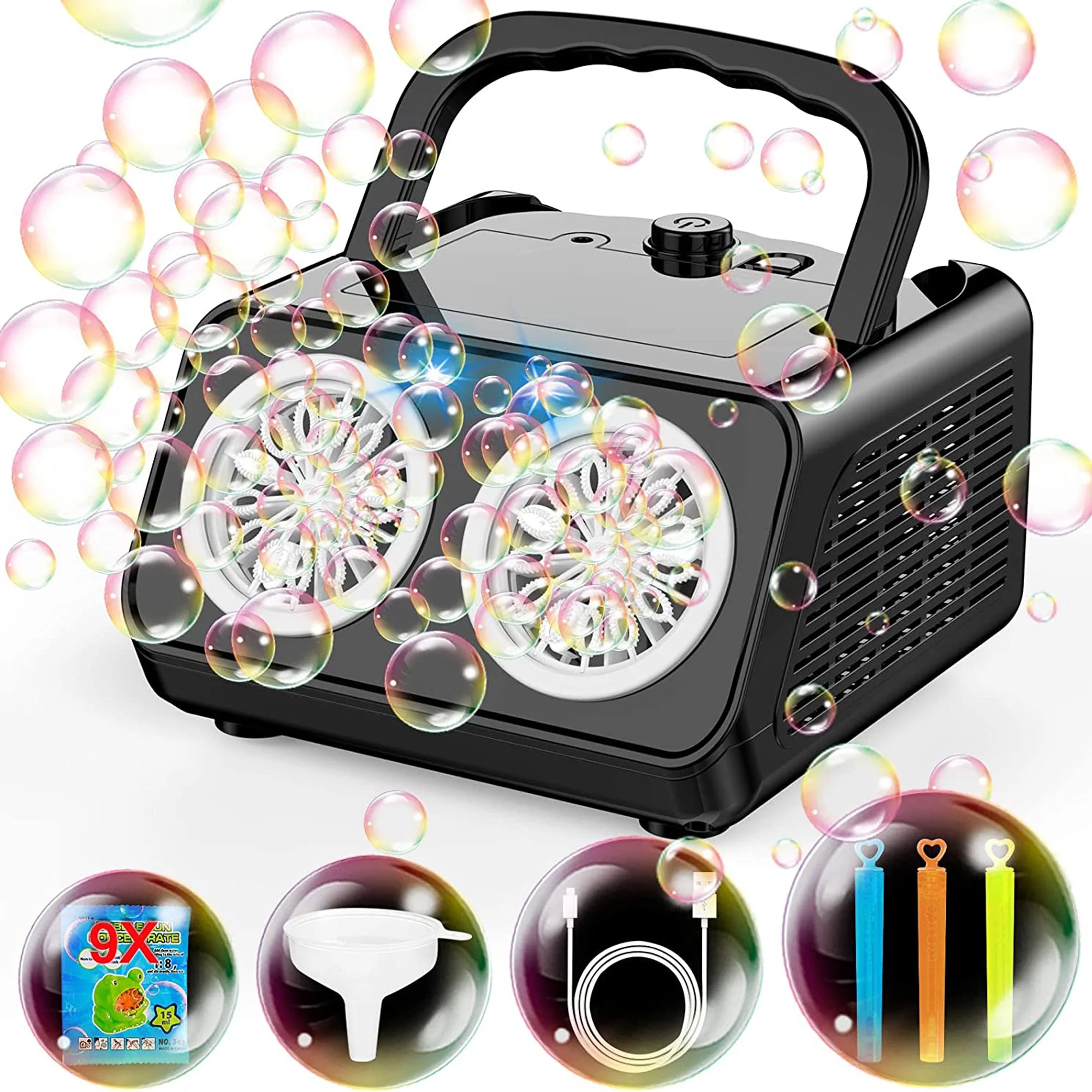 Automatic Bubble Machine Portable Bubble Maker Summer Toy for Outdoor Parties Birthdays Wedding