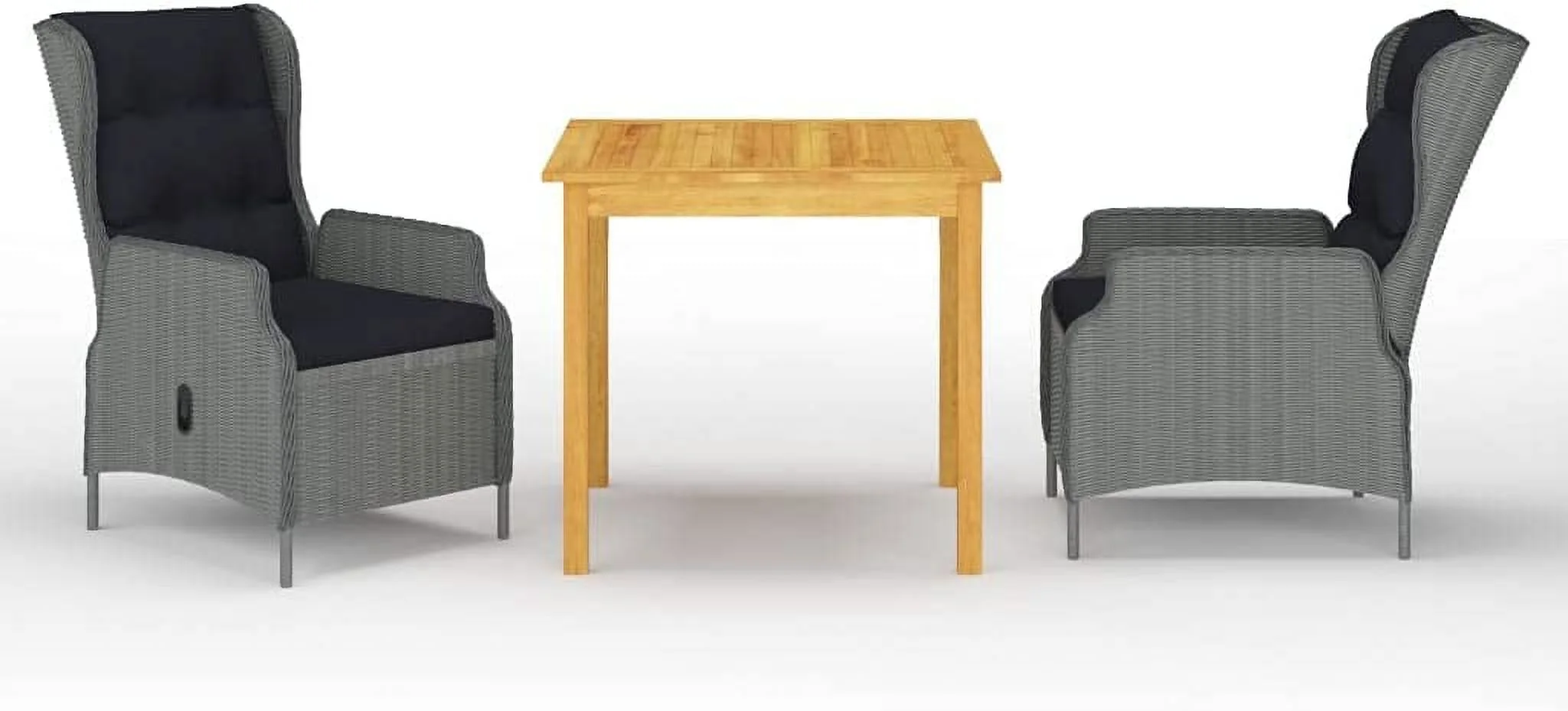 HOOOWOOO Outdoor  6 Piece Modern Conversation Set with 3 Seat Sofa 2 PCS All-Weather Wicker Chair Tempered Glass Top Table and Ottoman Footstool Dark Grey Cushions