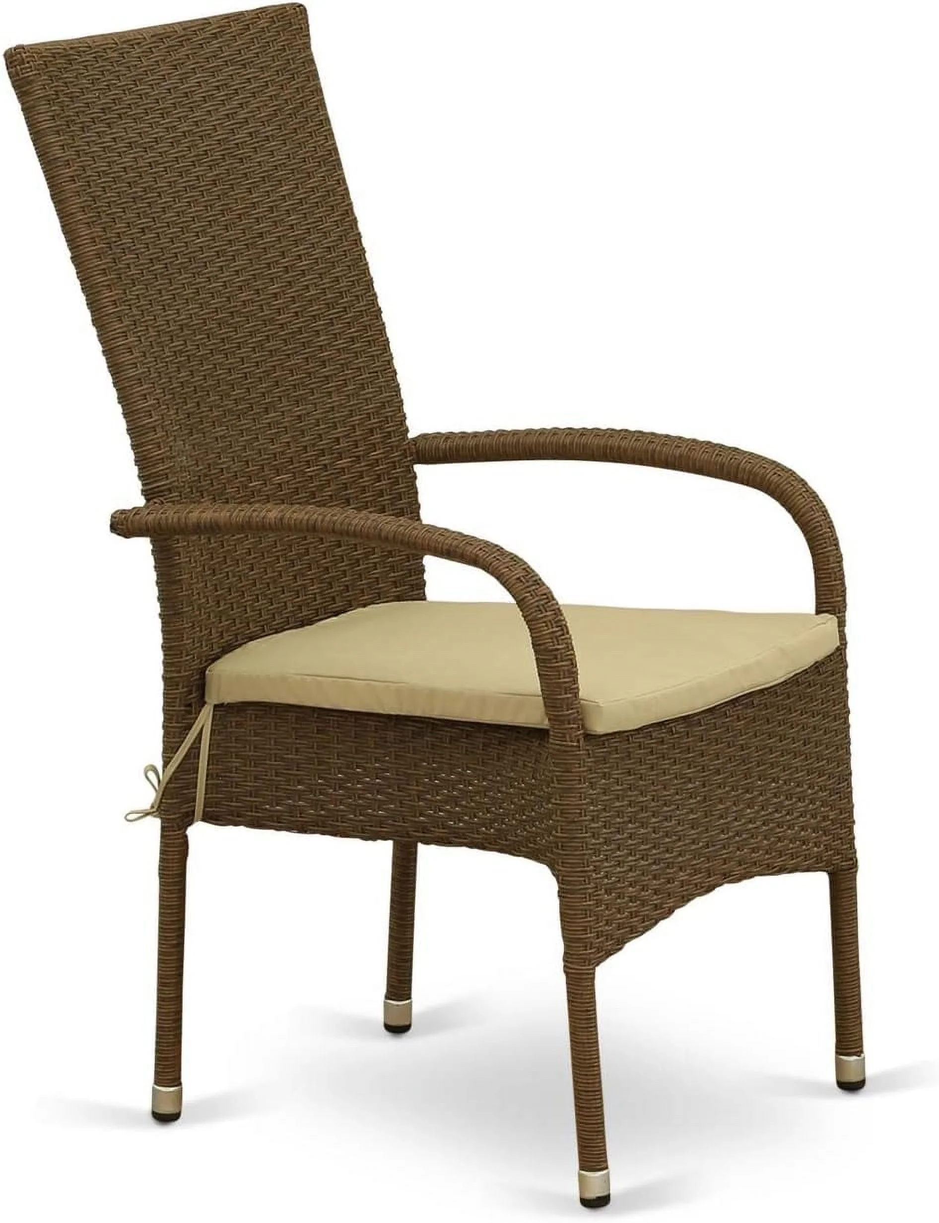OSLC102A Oslo Patio Bistro Wicker Dining Chairs With Cushion, Set Of 2, Brown