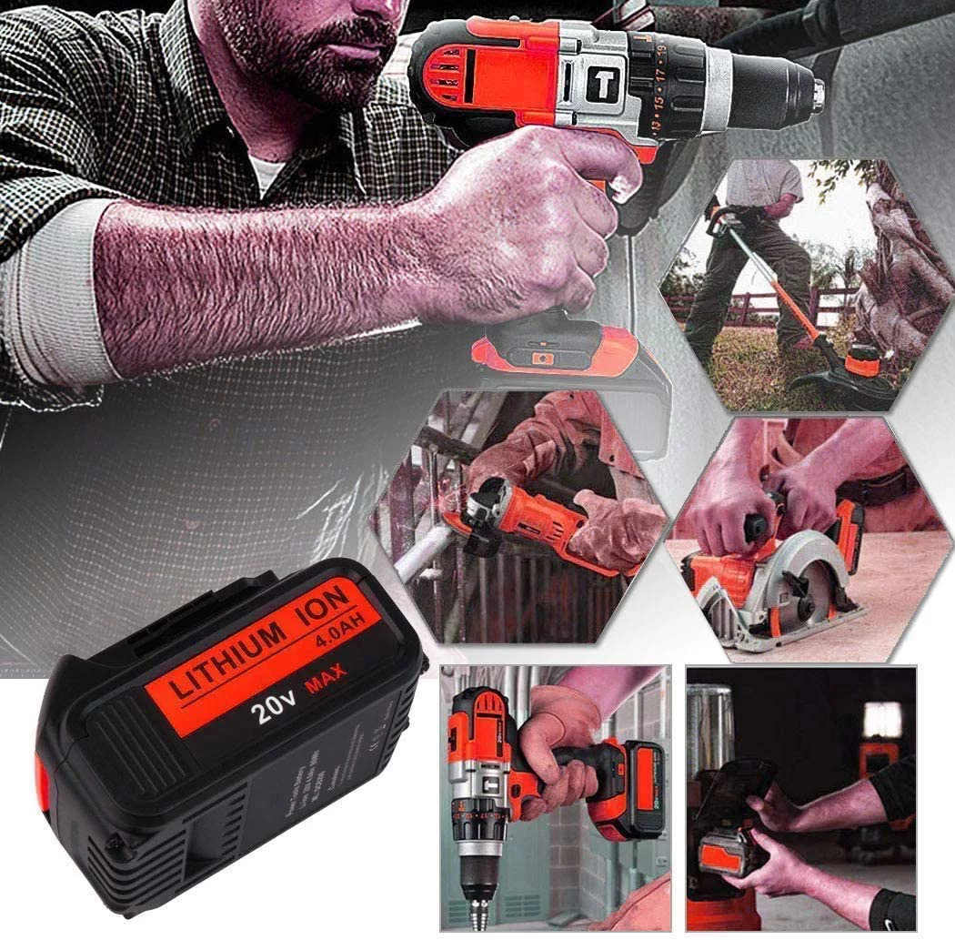 DCB200 4.0Ah Dewalt Replacement Battery Compatible with 20V Max DCB206 DCB205-2 DCB200