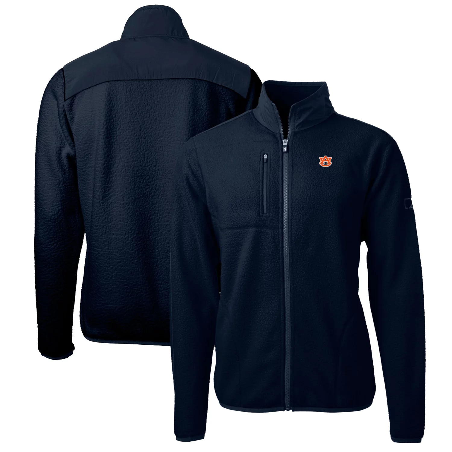 Men's Cutter & Buck Navy Auburn Tigers Big & Tall Cascade Eco Sherpa Fleece Full-Zip Jacket