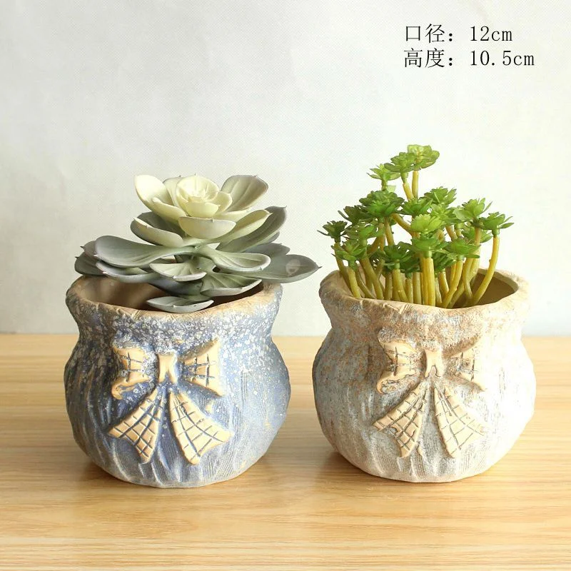 LivNxt Ceramic Succulent Planter - Rustic Pottery Flower Pot for Desktop Succulents