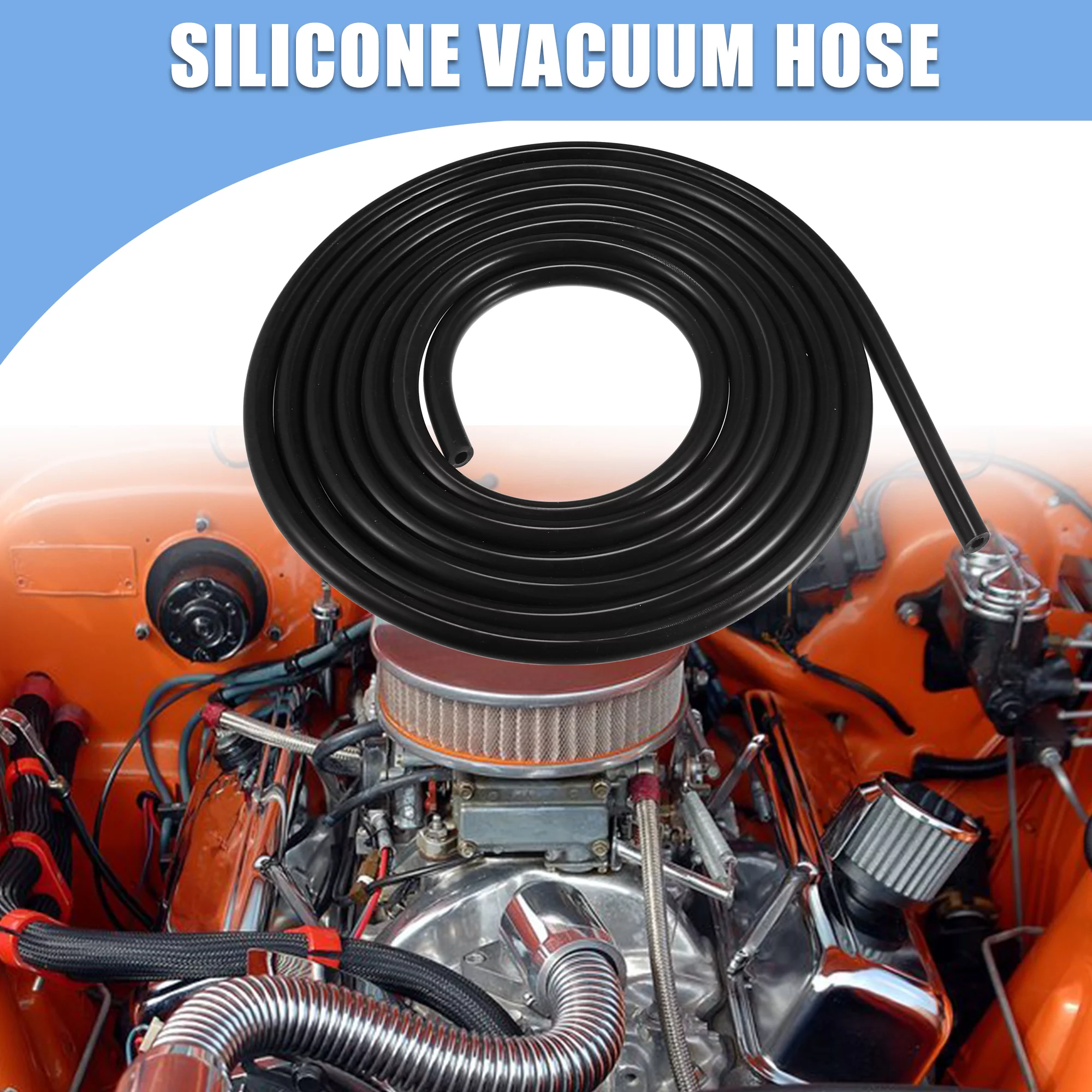 Unique Bargains 6mm ID 4 Meter 13.12ft Car Silicone Vacuum Hose Pipe Water Air Dump Valve Turbo Boost Line Tube Black