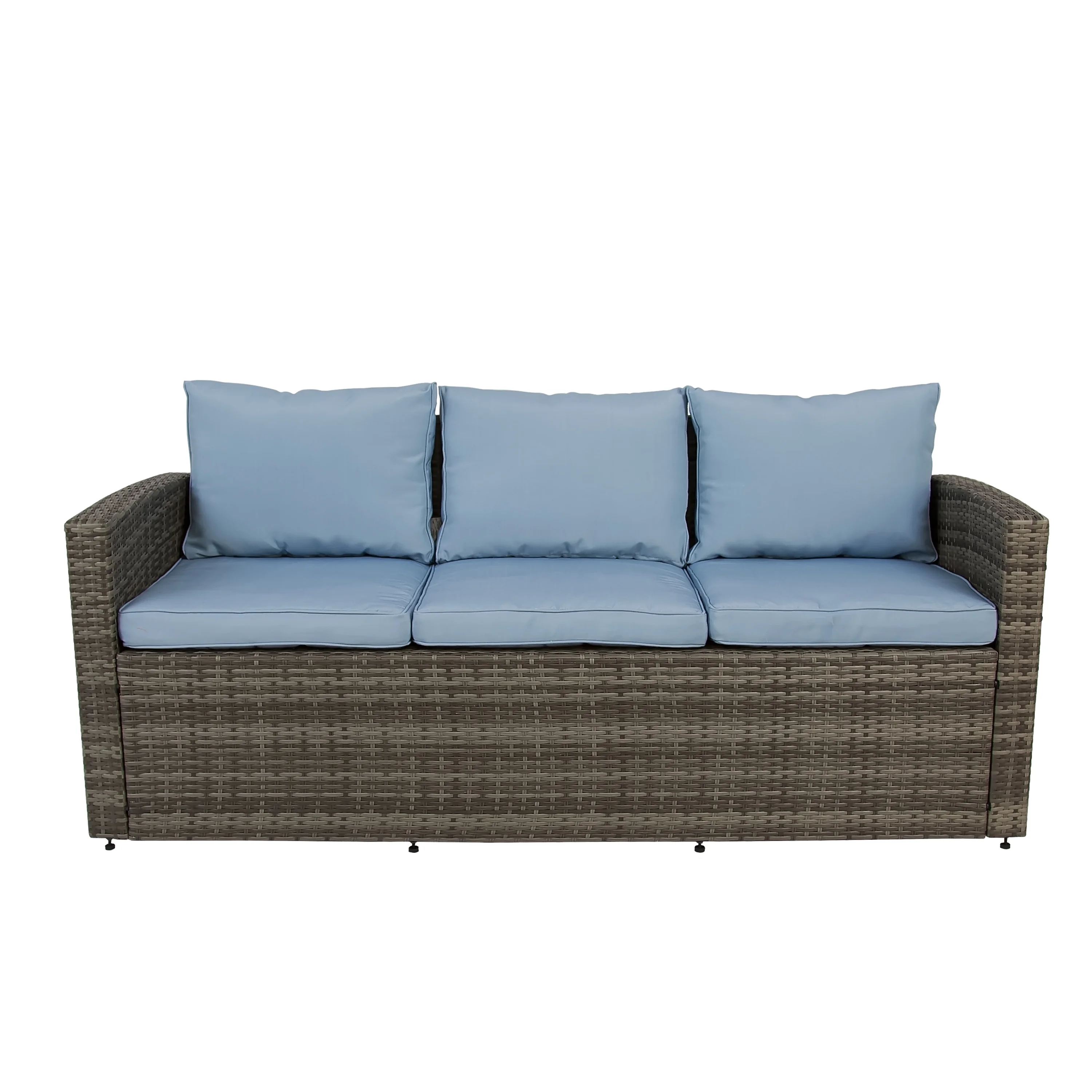 Incadozo 5PC All-Weather Wicker Patio Seating Set, Gray/Blue