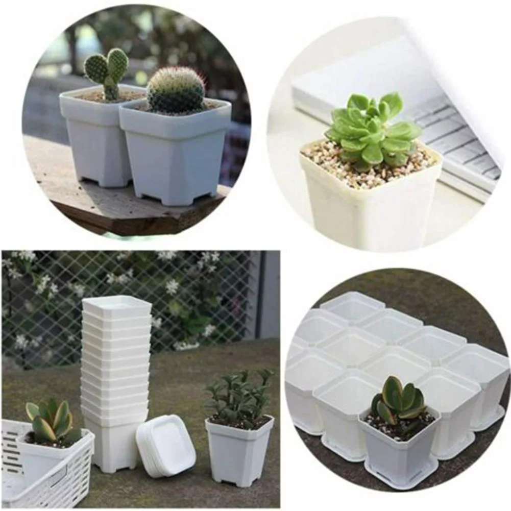 10 Pcs Colorful Multi Square Nursery Flower Pots,Plastic Plant Pot with Nursery
