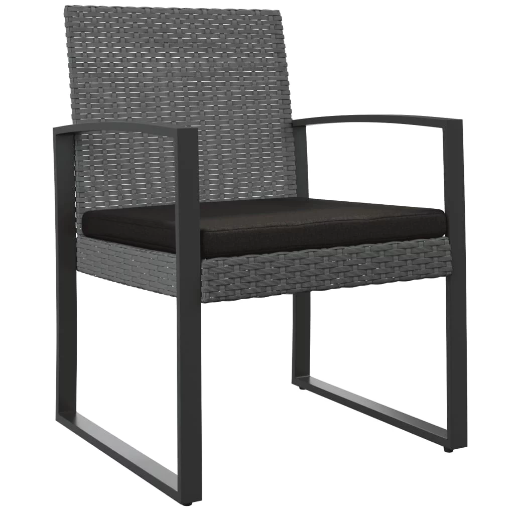 Anself Patio Dining Chairs 2 pcs Dark Gray Rattan