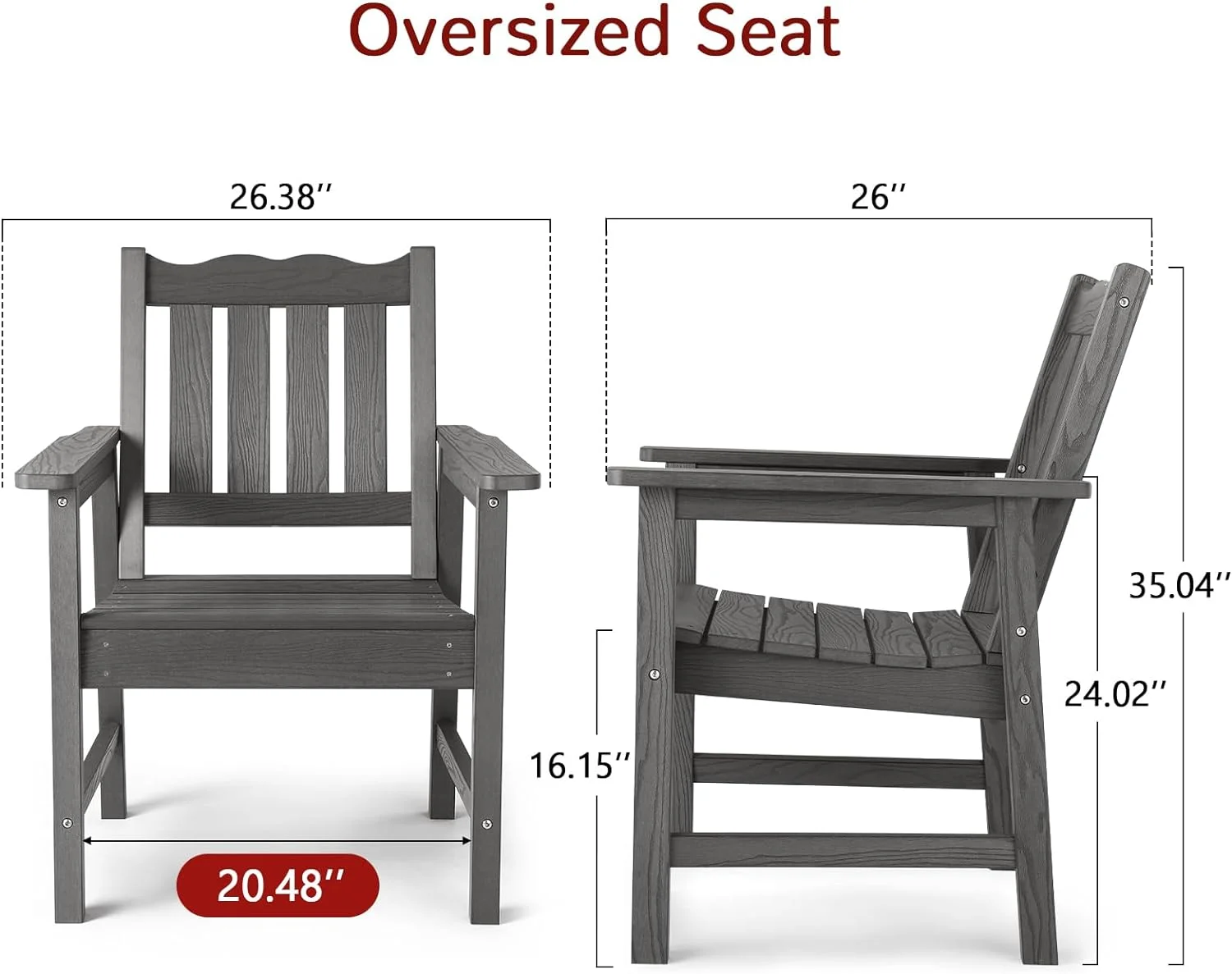 3 Piece Patio Dining Sets, All-Weather Outdoor Chairs Set of 2 with Table, Include 2 Patio Chairs and 1 Side Table, Grey