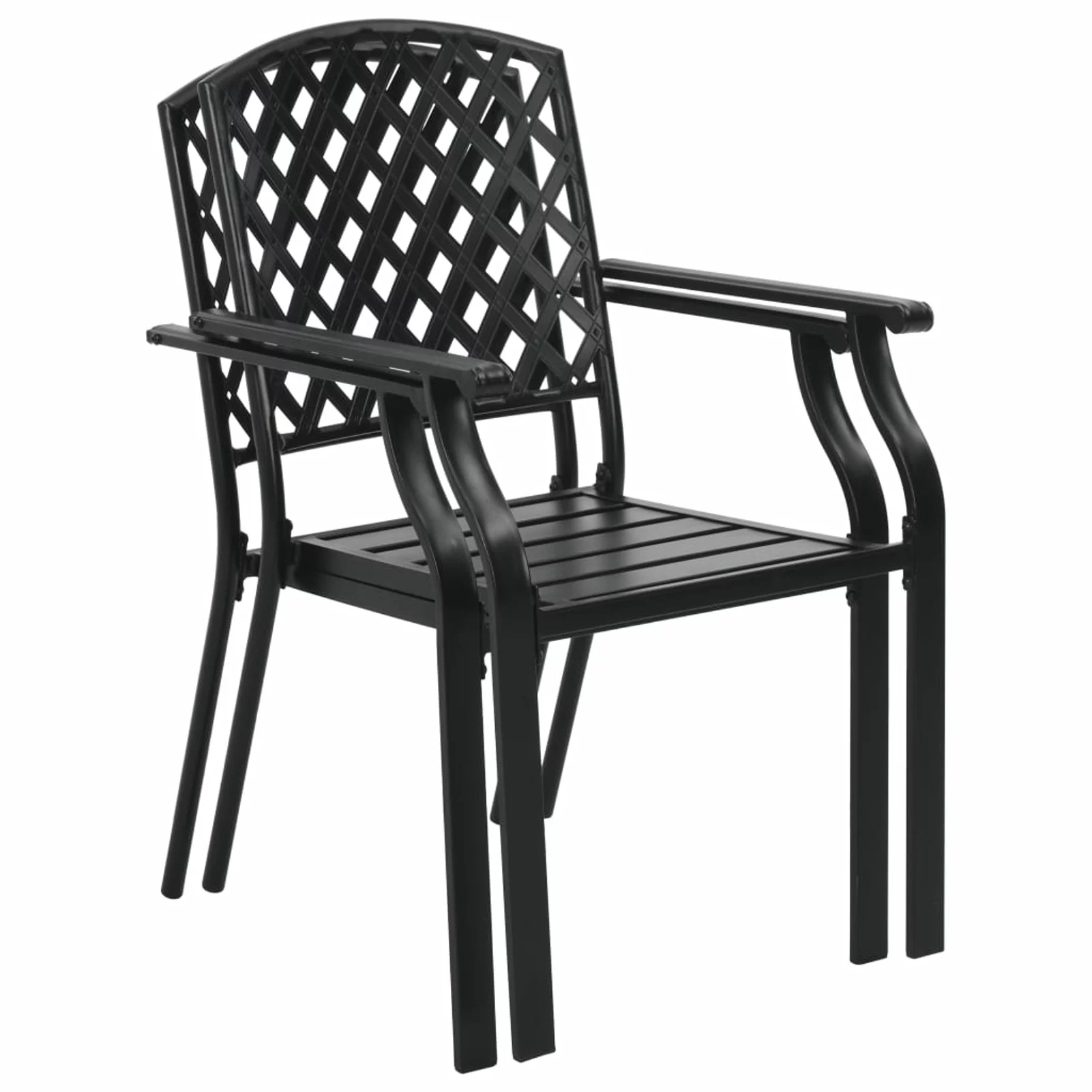Carevas Outdoor Chairs 4 pcs Mesh Design Steel Black