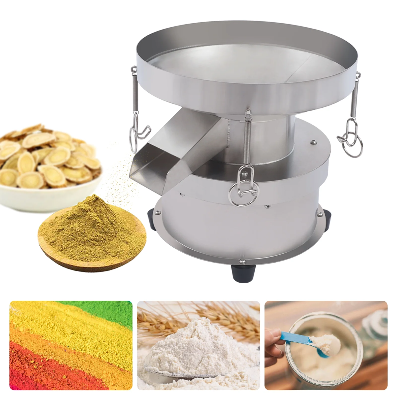 Miumaeov Automatic Sieve Shaker 50W 110V Electric Flour Sifter Vibrating Sieve Machine 1350N/Min 40-Mesh Sieve + 60-Mesh Sieve