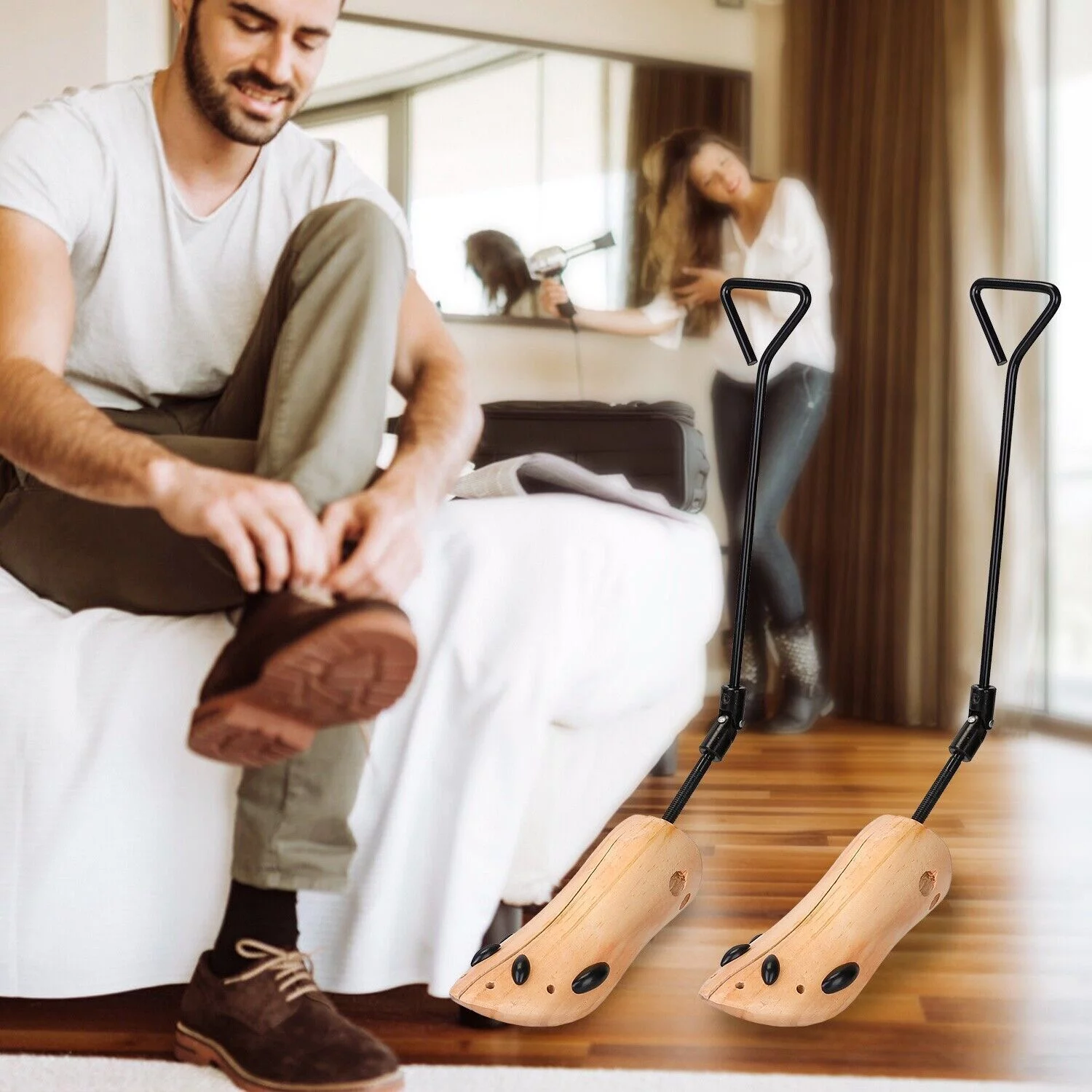 ASKITO Unisex Adjustable Shoe Boots Stretcher Wooden Boot Width Shaper,2 PCS