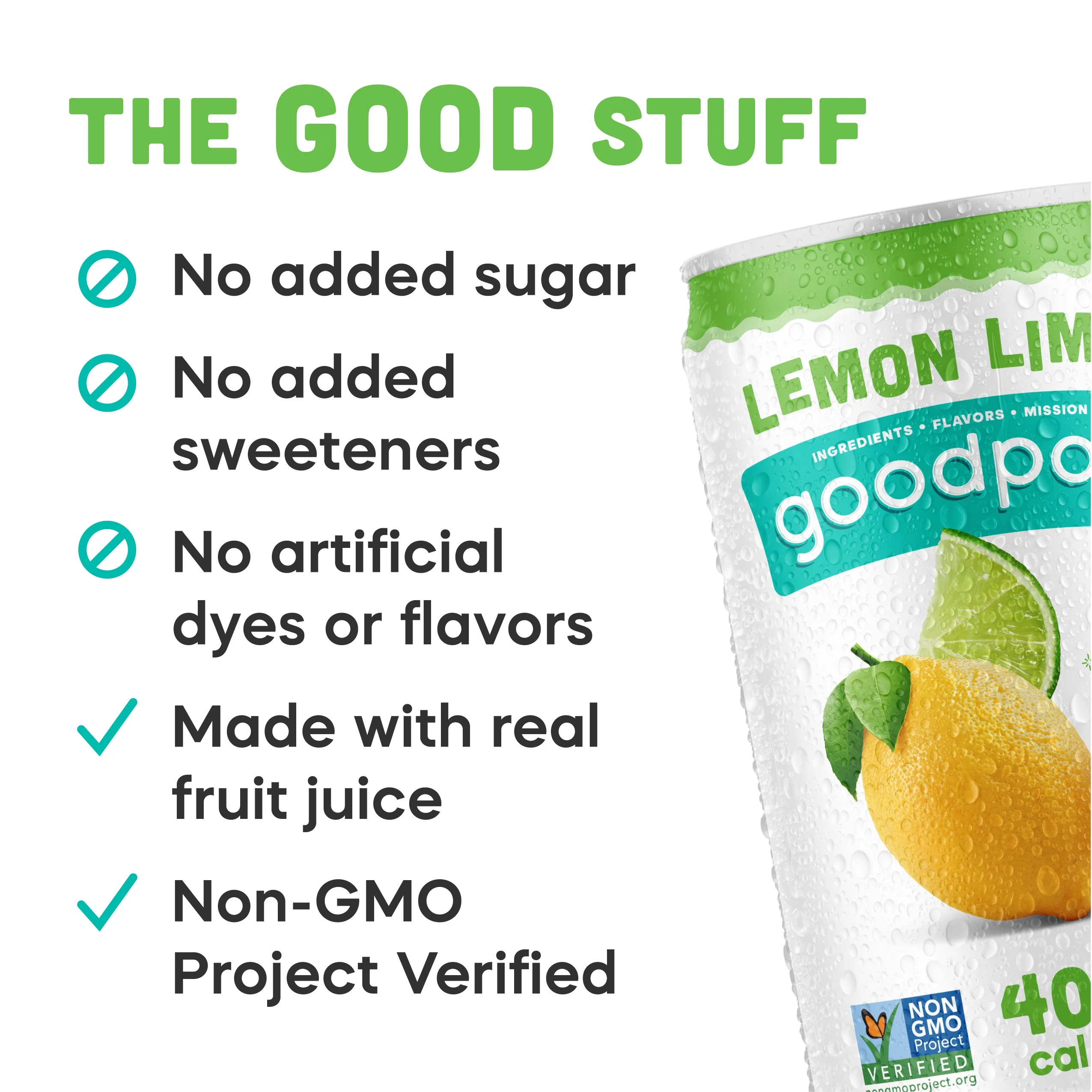 GoodPop Just Juice + Bubbly Water Mini Cans Lemon Lime 7.5 fl oz 6 pk