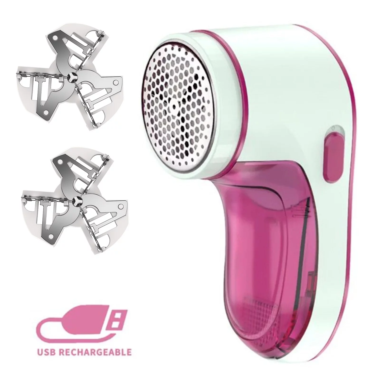 ZiSUGP Cordless Electric Lint Remover W 2 Spare USB Rechargeable Fabric Clothes Shaver Clothing Sweater Shaver Defuzzer Trimmer Efficient Lint Fuzz Fluff Bobble
