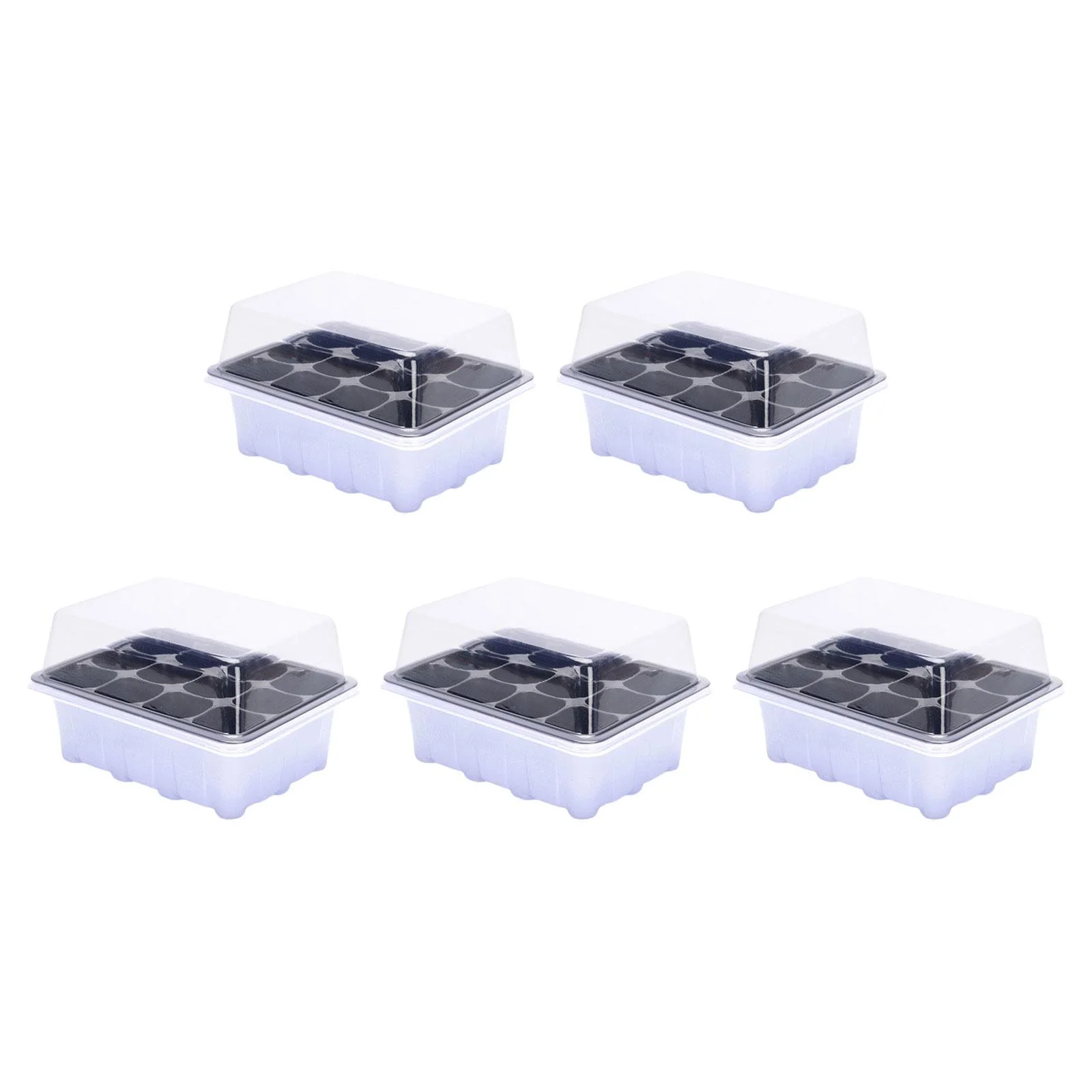 simhoa 5 Pieces Plant Starting Tray Seed Starter Tray Growing Tray 19x14.5x11cm with Transparent Lid for Planting Beginner Reusable 12 Grids