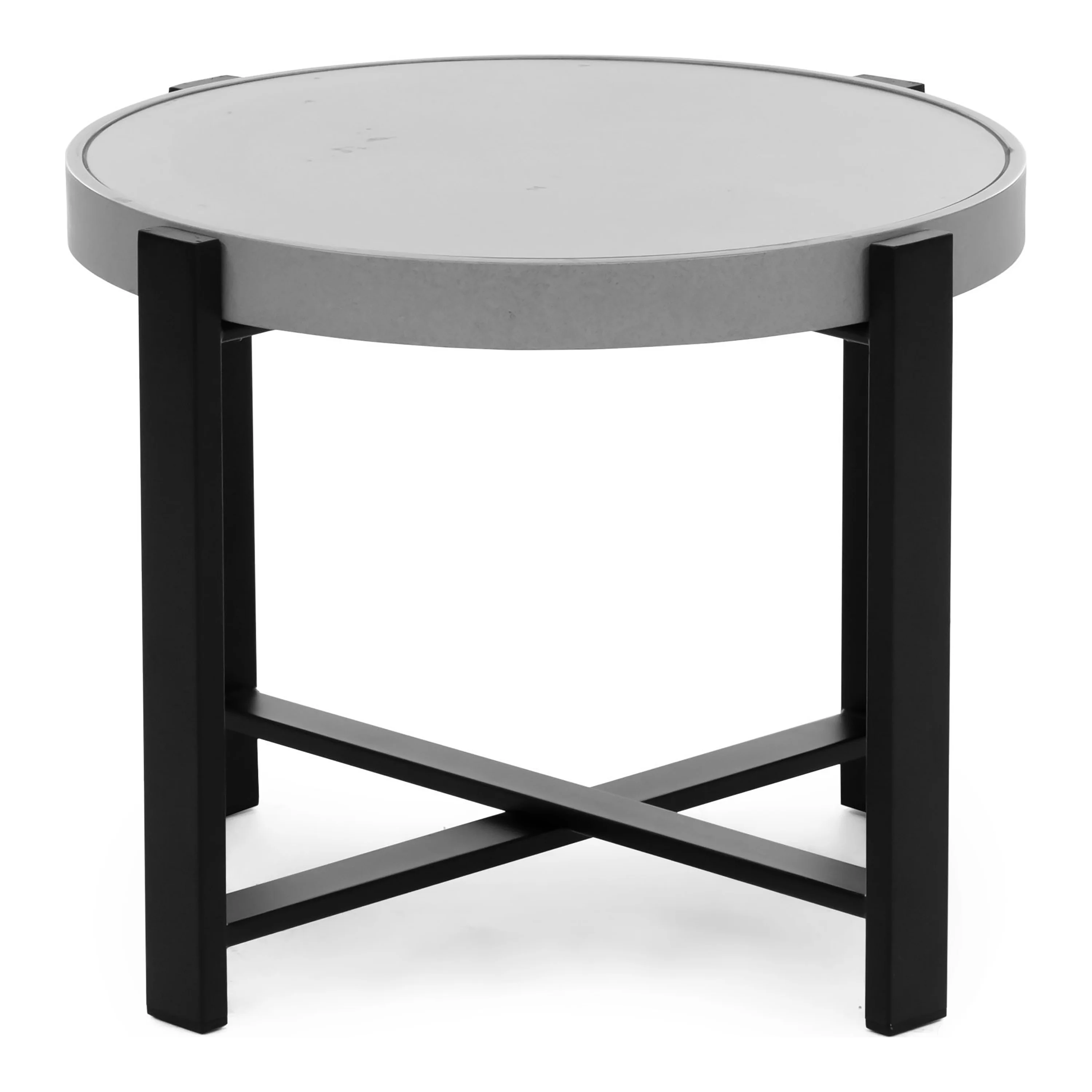 Furniture of America Drom Aluminum 3-Piece Patio Table and Chairs Set, Black and Beige