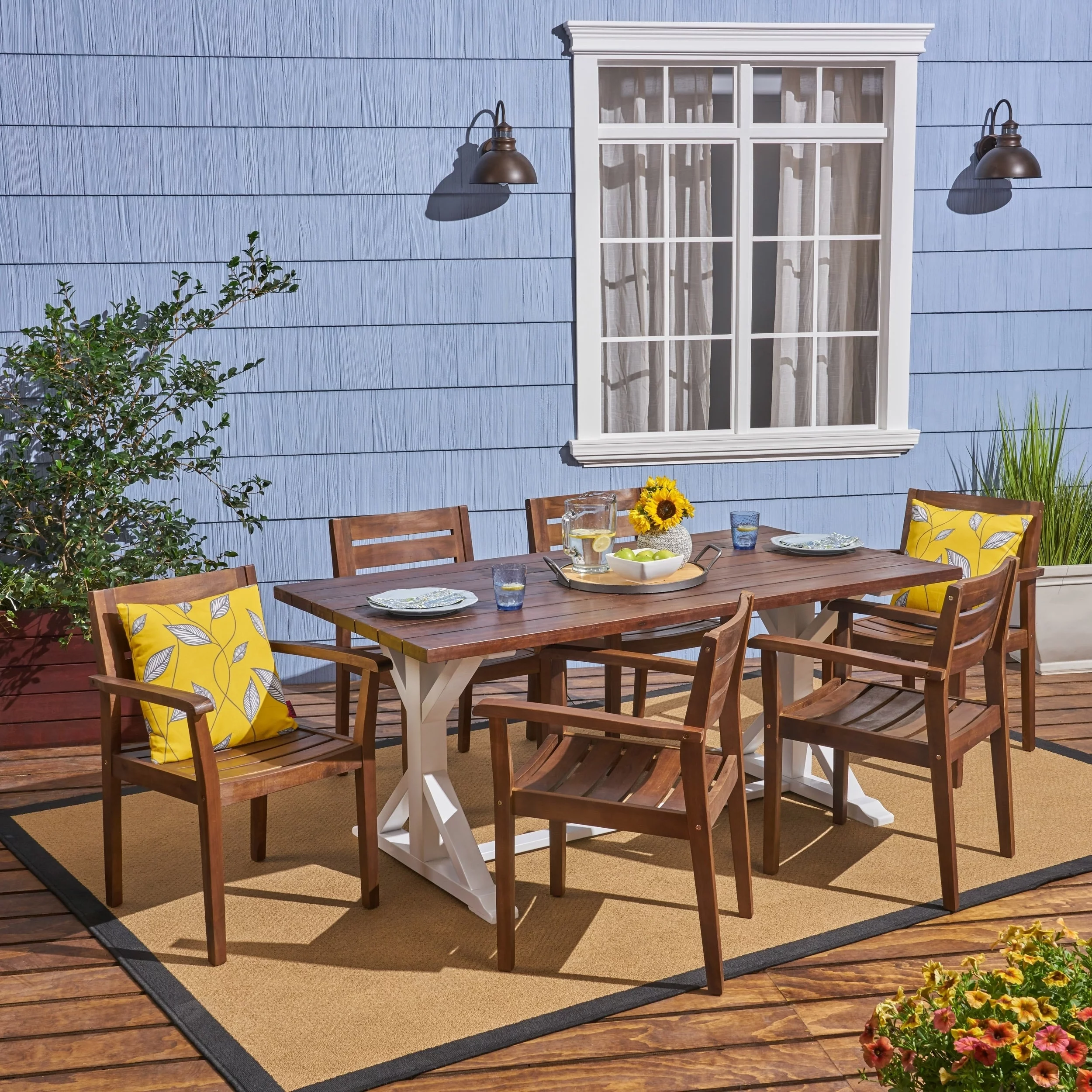 Christopher Knight Home Kentwood Outdoor Rustic Acacia Wood 7 Piece Dining Set by
