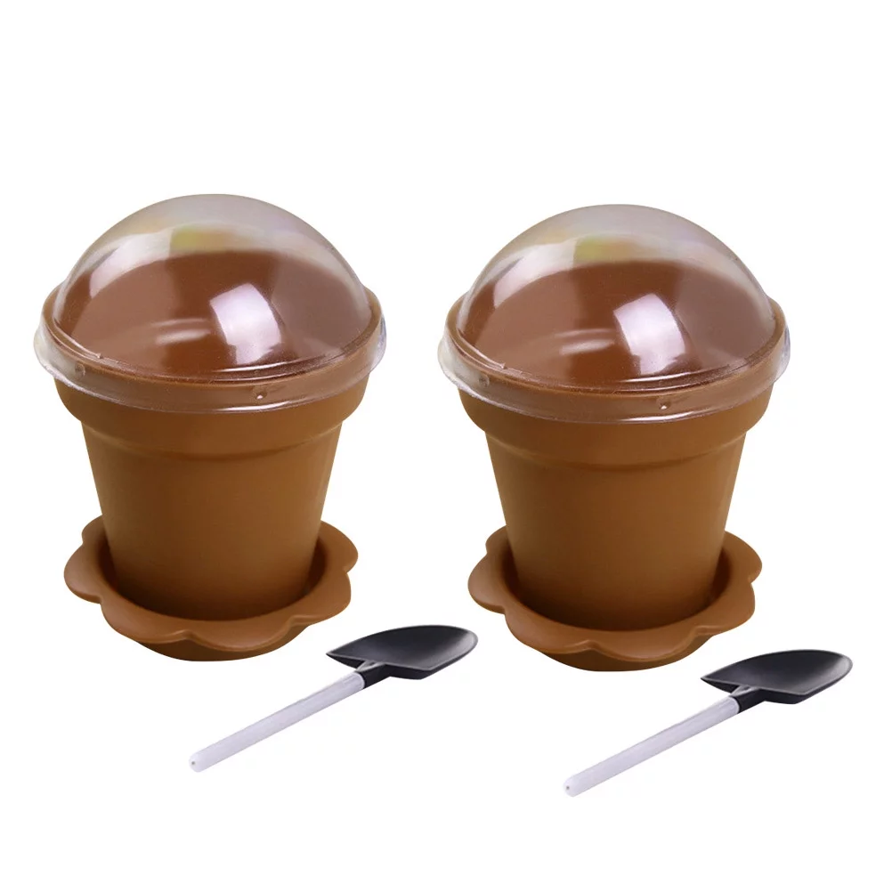 Qumonin 10pcs Dessert Bowls Cupcake Plant Pots with Humidity Dome & Shovel