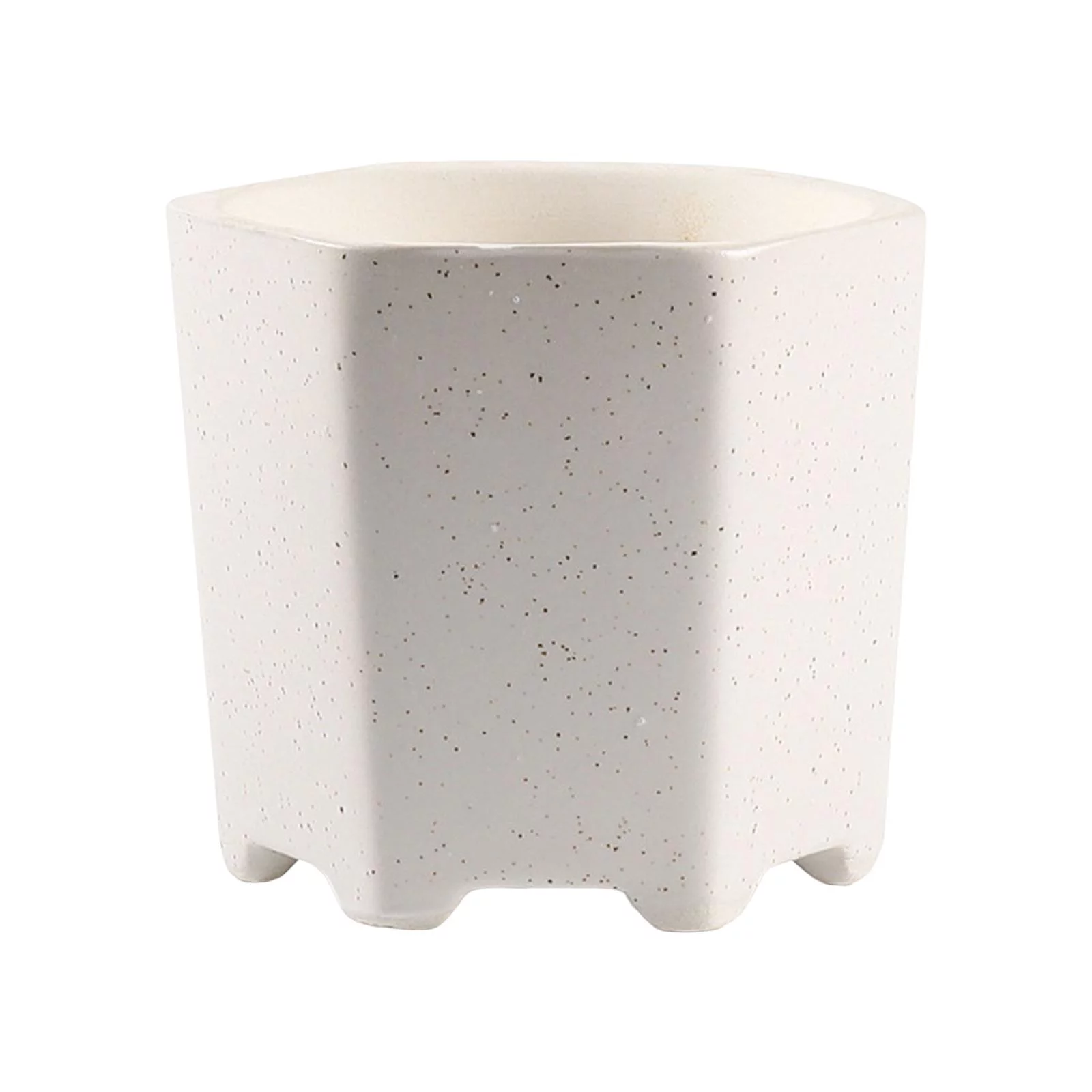 Multipurpose Florpot Decorative Containers Hexagon with Drainage Hole Ceramic Planter Pots for Windowsill Outdoor Home Study Garden White