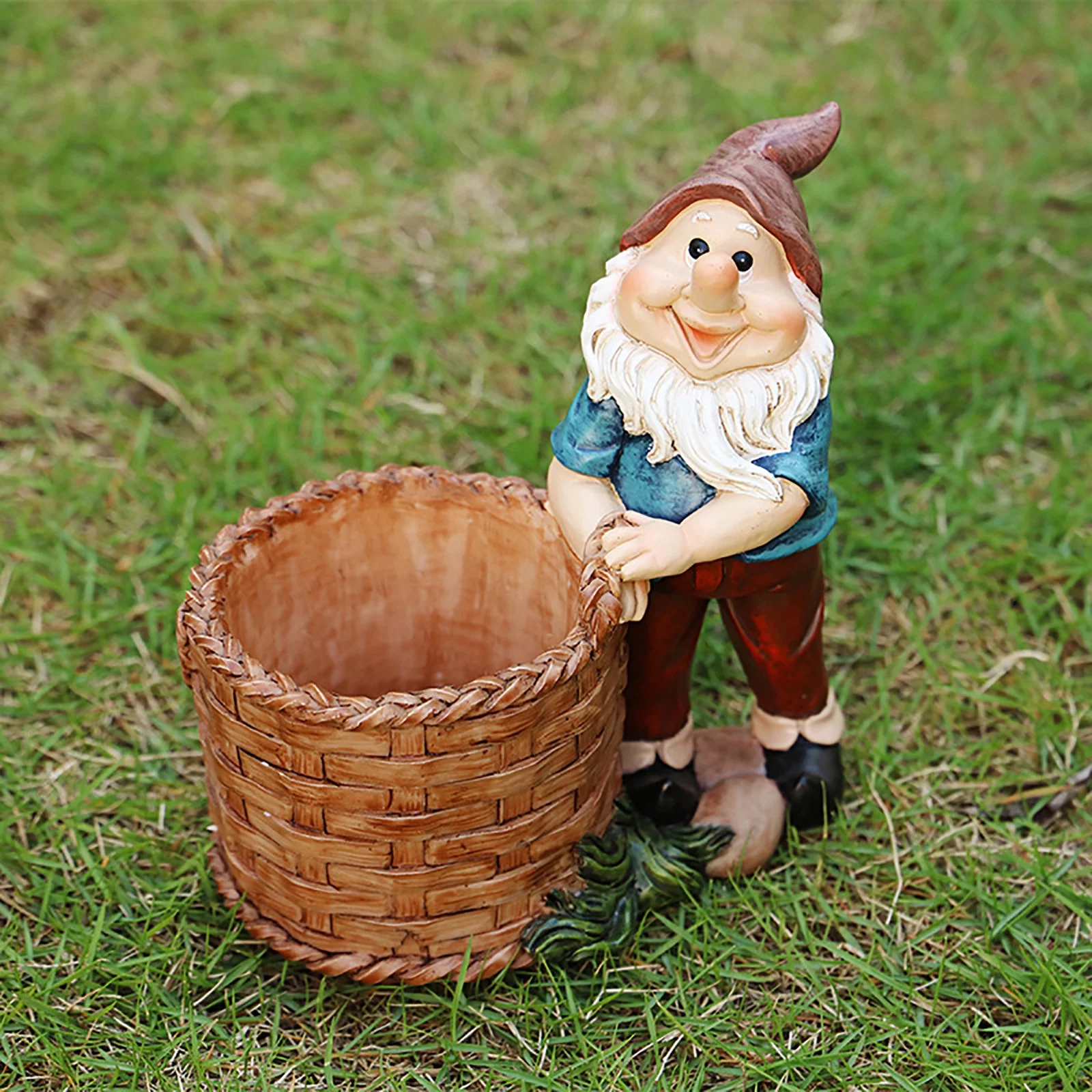 Jierger Succulent Pots with Drainage Gnomes Statues Planter, Indoor Plant Pots, Dwarf Flower Pots for Garden Home Decor and Office Desk Decoration