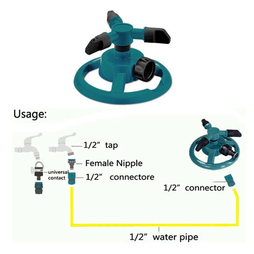 Garden Sprinkler, Adjustable 360 Degree Rotation Lawn Sprinkler, Large Area Coverage