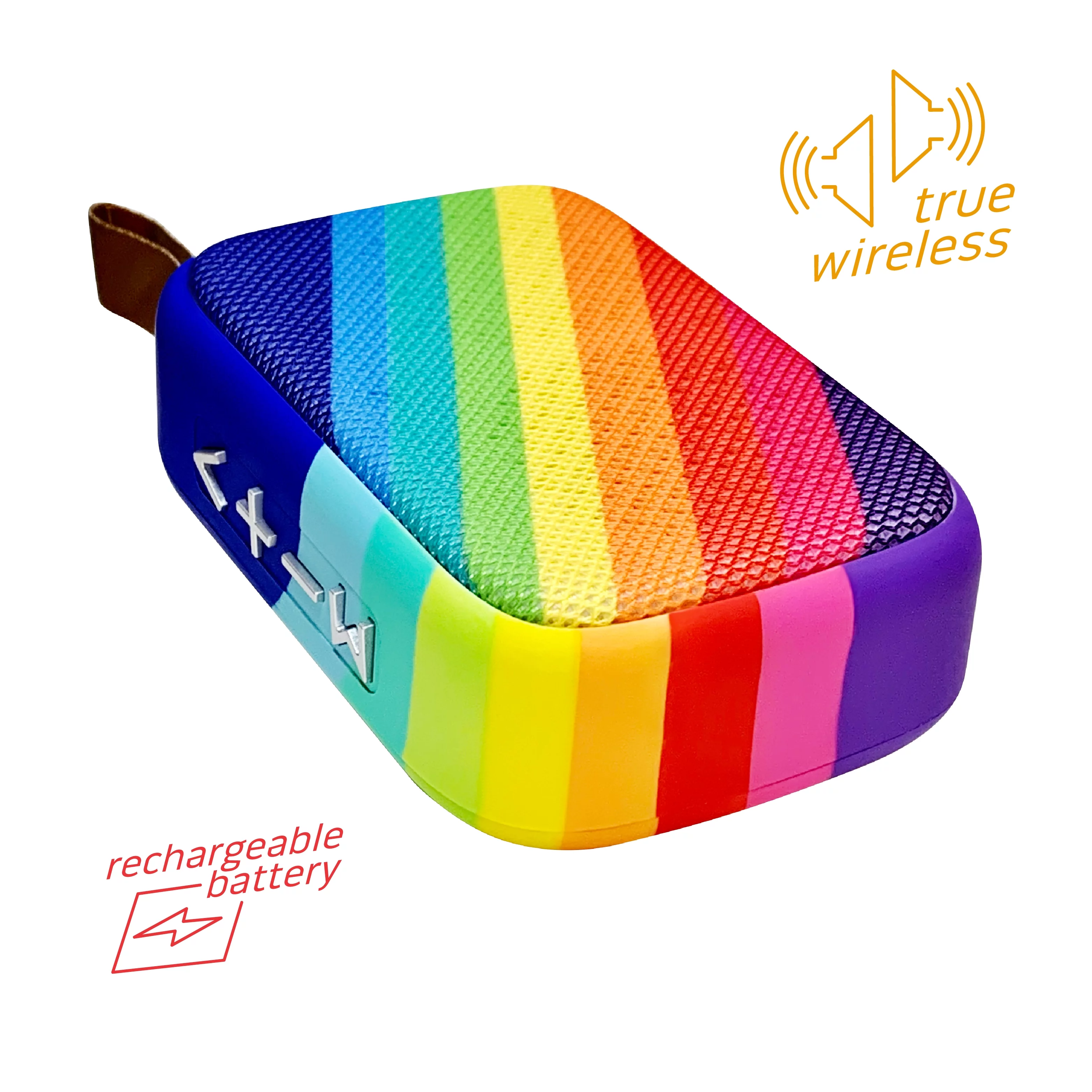 COOLPODS Bluetooth 5.0 Wireless Speaker - Music & Call Controls, Microphone - USB, TF, 3.5mm AUX Input - True Wireless Dual Speaker Stereo, 3.5 Hour Battery, Built-in Carry Loop - Rainbow