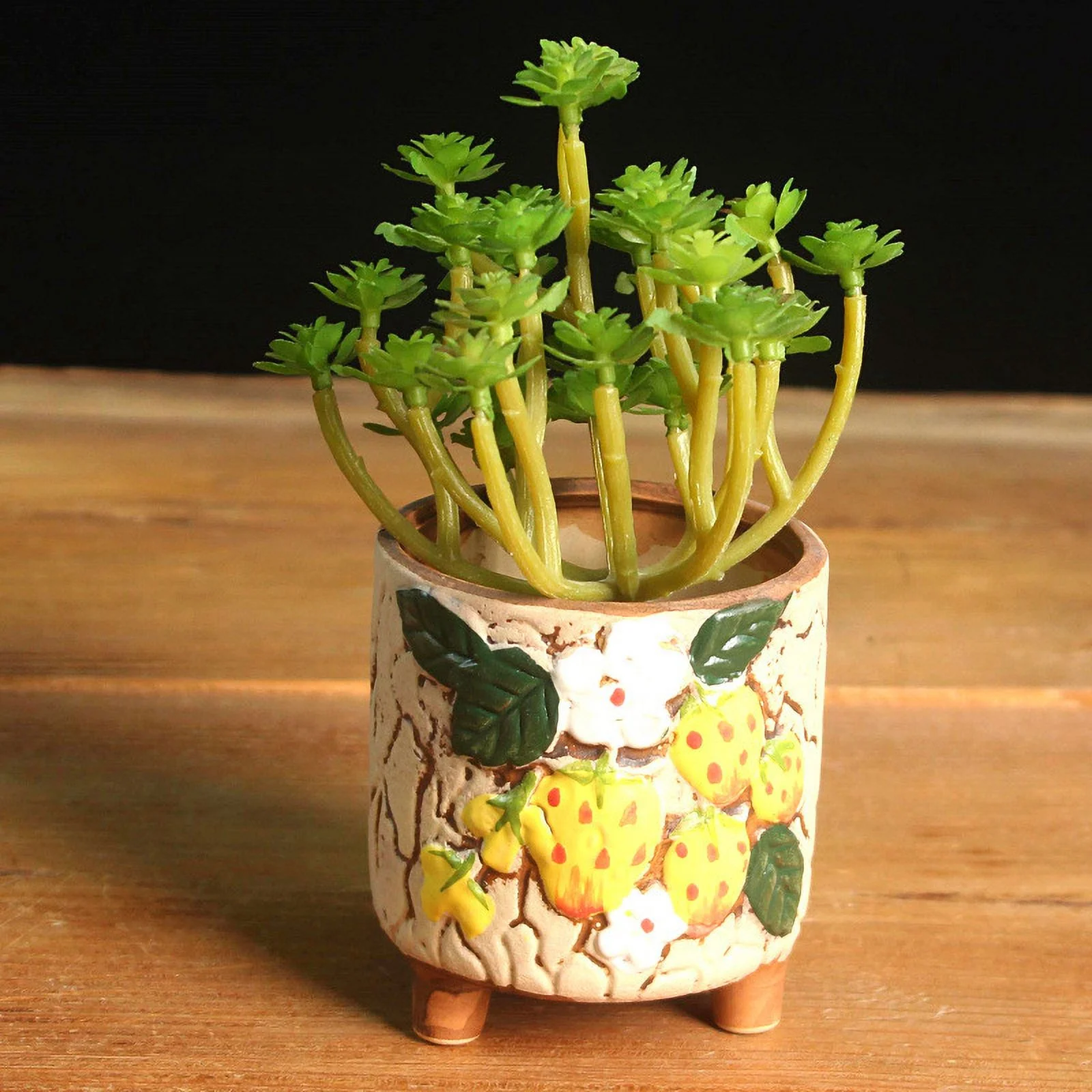 LivNxt Hand-painted Ceramic Succulent Planter - Large Coarse Pottery Design