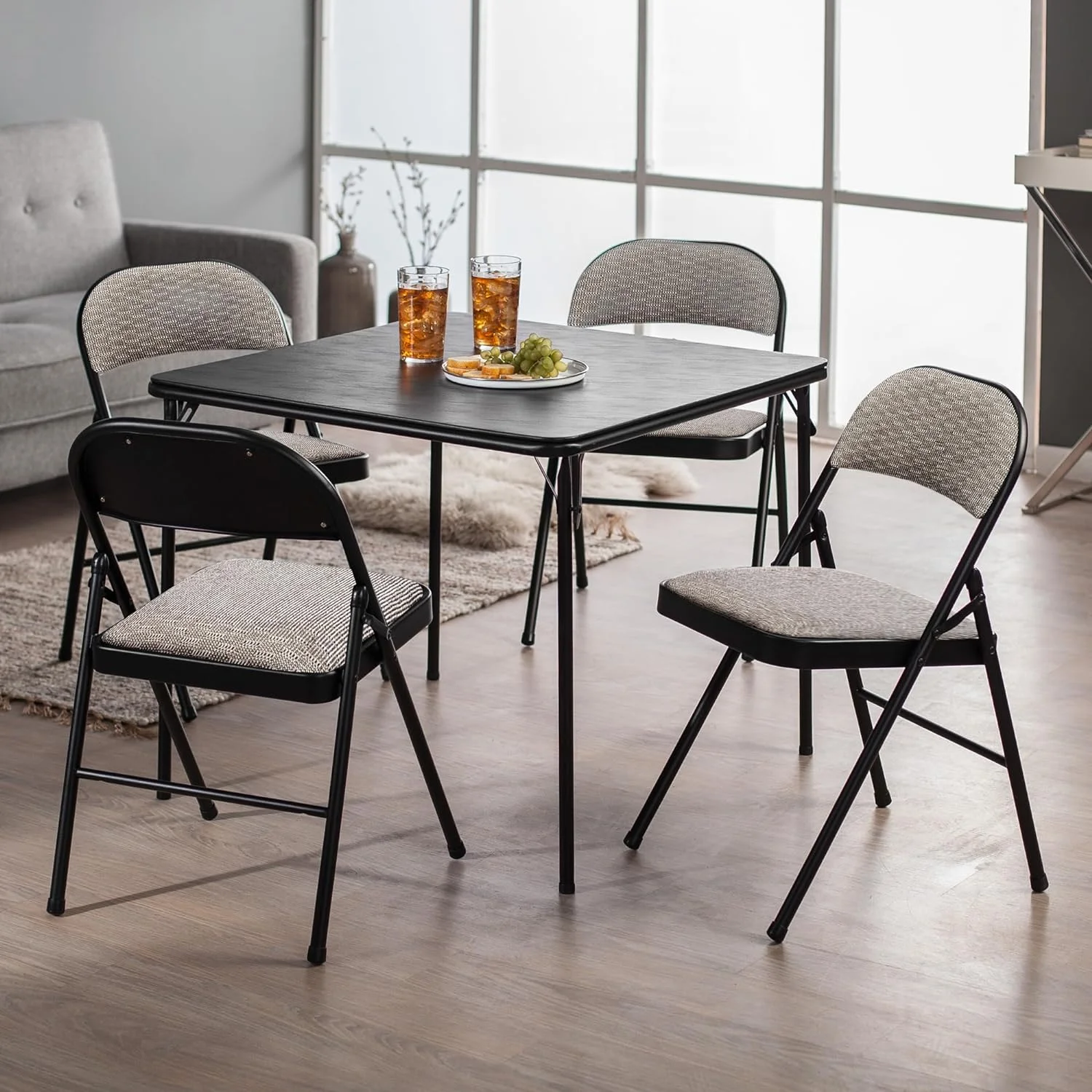 ZFGSUIJN TUIONMJ Sudden Comfort TUIONMJ Metal Fabric Padded TUIONMJ Dining Chairs Set  Ideal for Indoor Special Occasions or Outdoor Events  Set of 4  Black